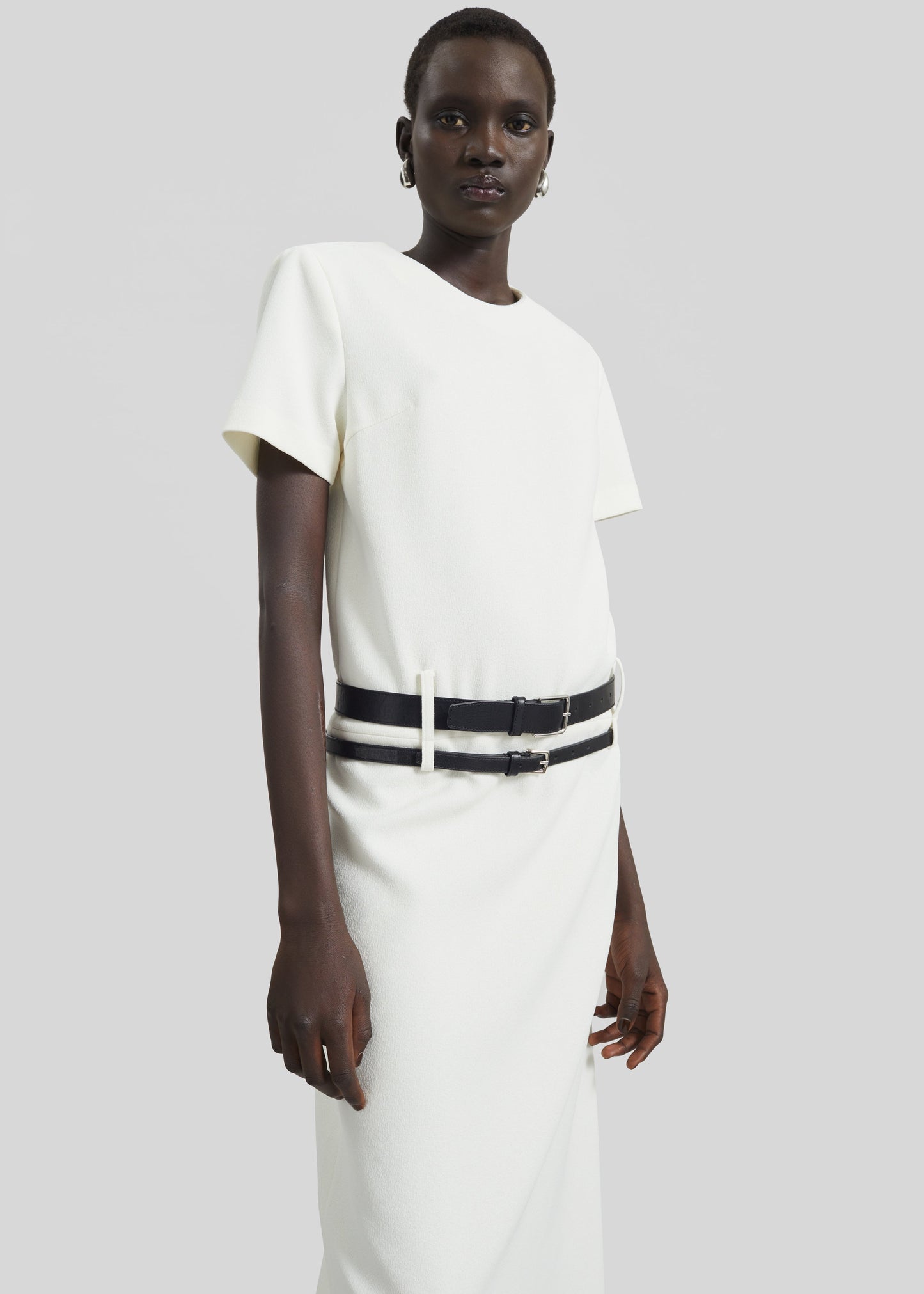 Kaniva Double Belt Loop Midi Dress - Ivory