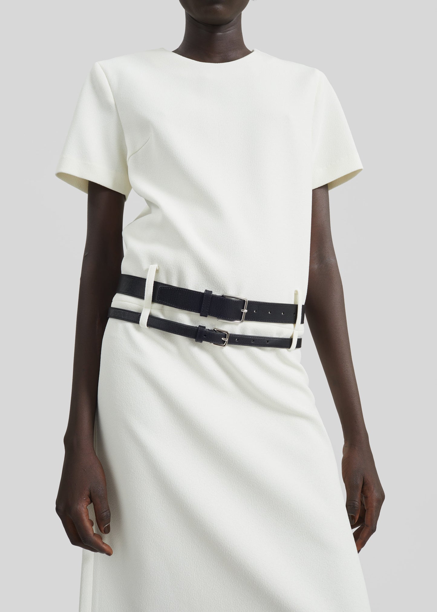 Kaniva Double Belt Loop Midi Dress - Ivory