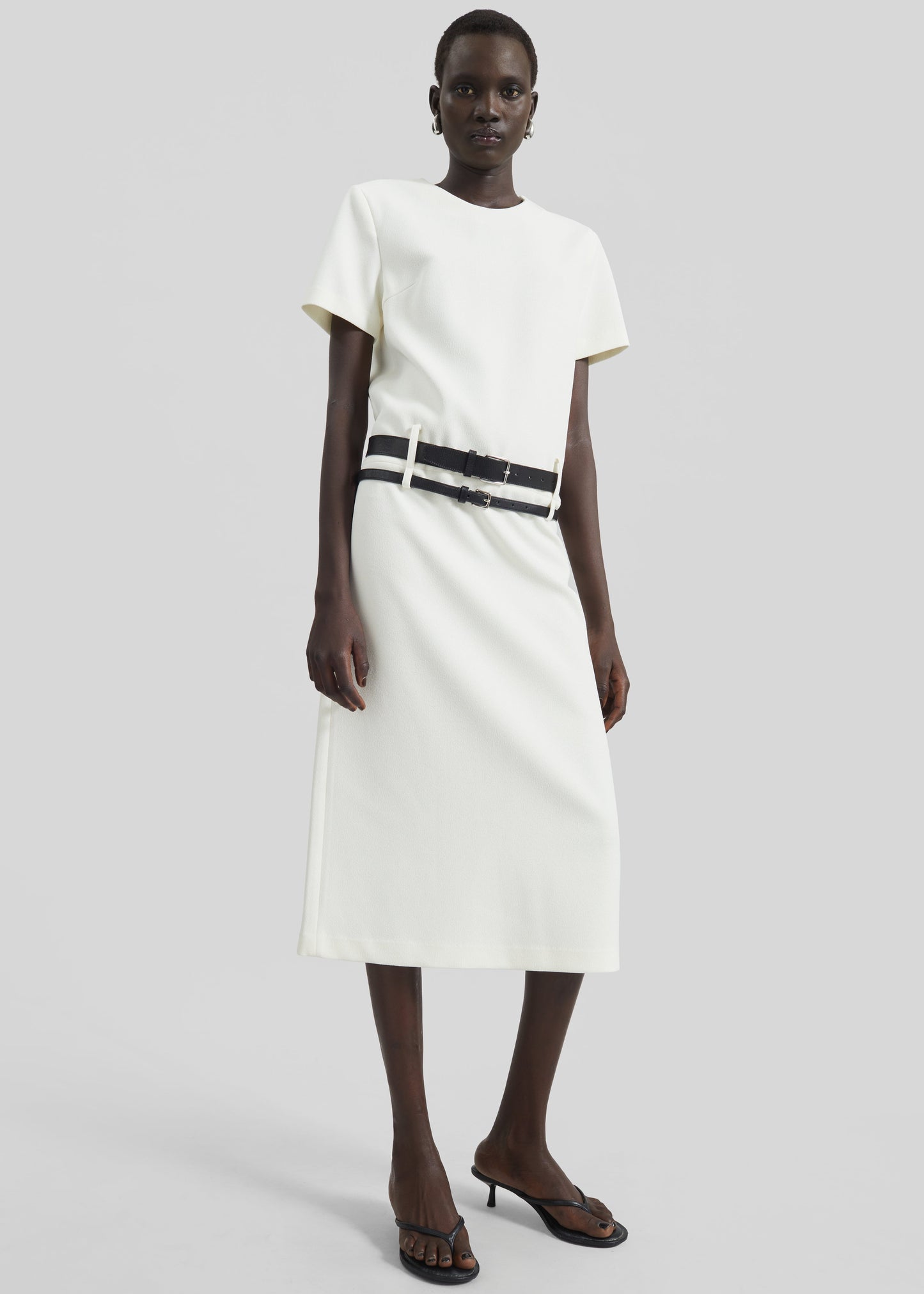 Kaniva Double Belt Loop Midi Dress - Ivory