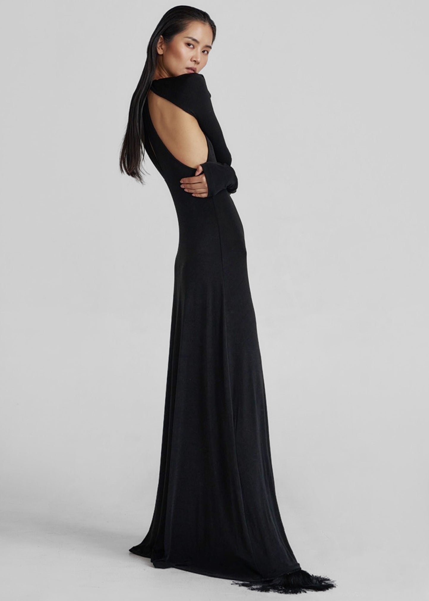 Seskin Evening Maxi Dress - Black