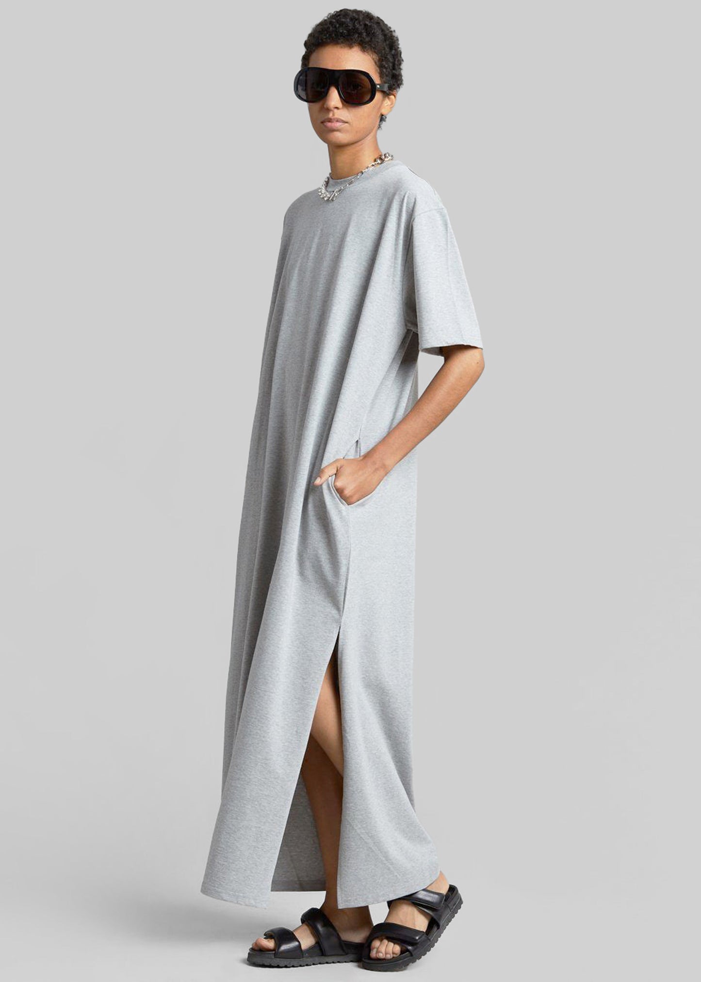 Lou Oversized Tee Dress - Heather Grey