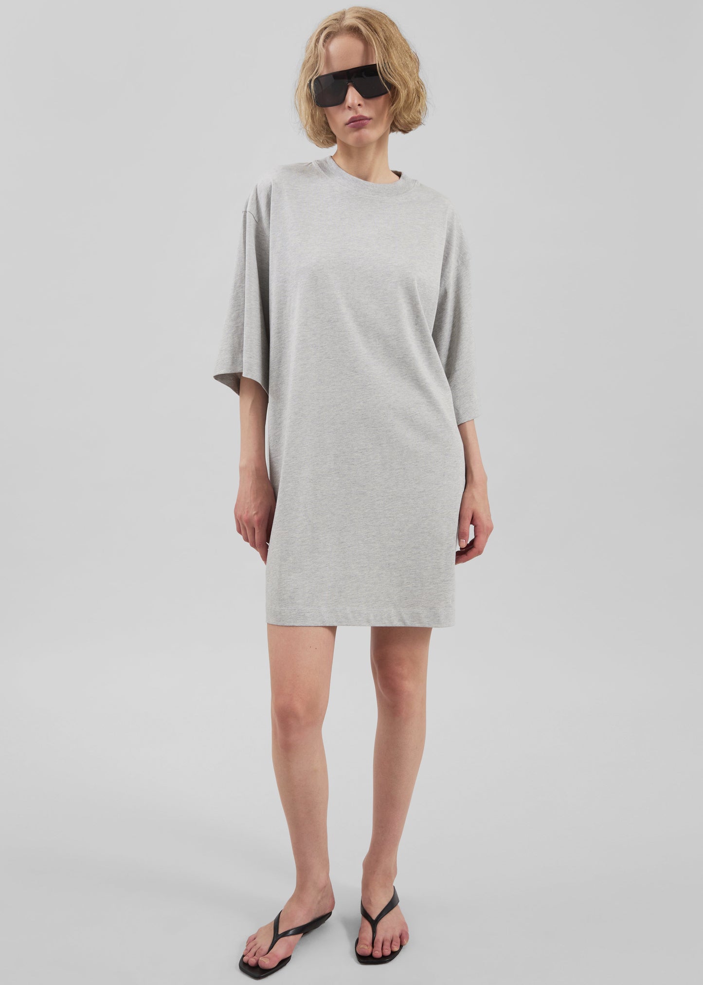 Loulou de Saison Ayaz Oversized T-Shirt Dress - Grey Melange