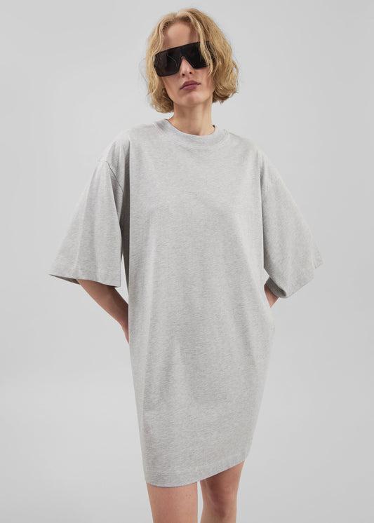 Loulou de Saison Ayaz Oversized T-Shirt Dress - Grey Melange