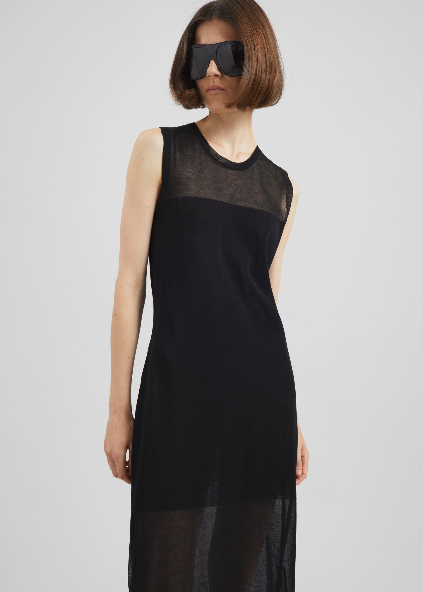 Loulou de Saison Philae Sheer Jersey Dress - Black