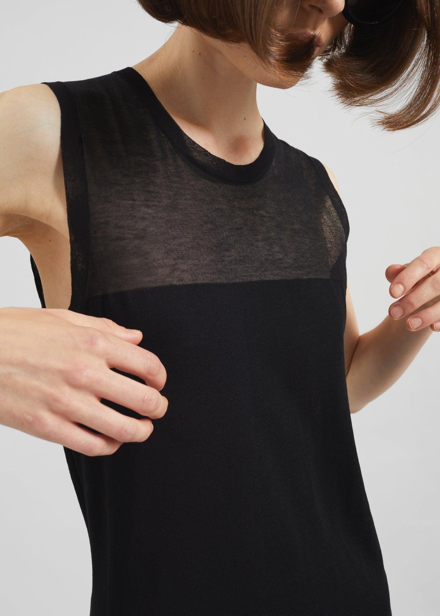Loulou de Saison Philae Sheer Jersey Dress - Black