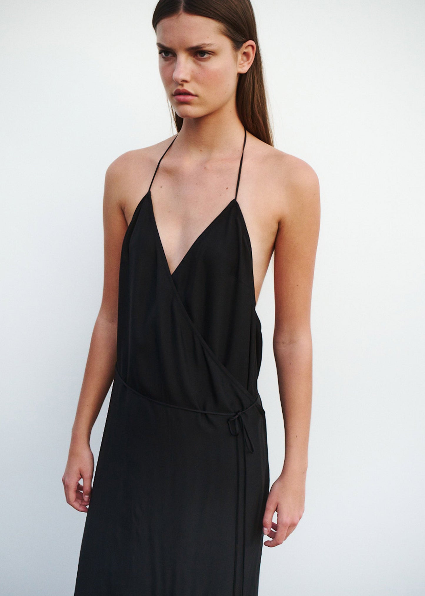 Matin Draped Wrap Dress - Black