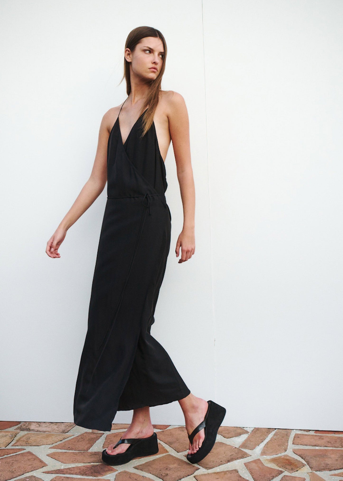 Matin Draped Wrap Dress - Black