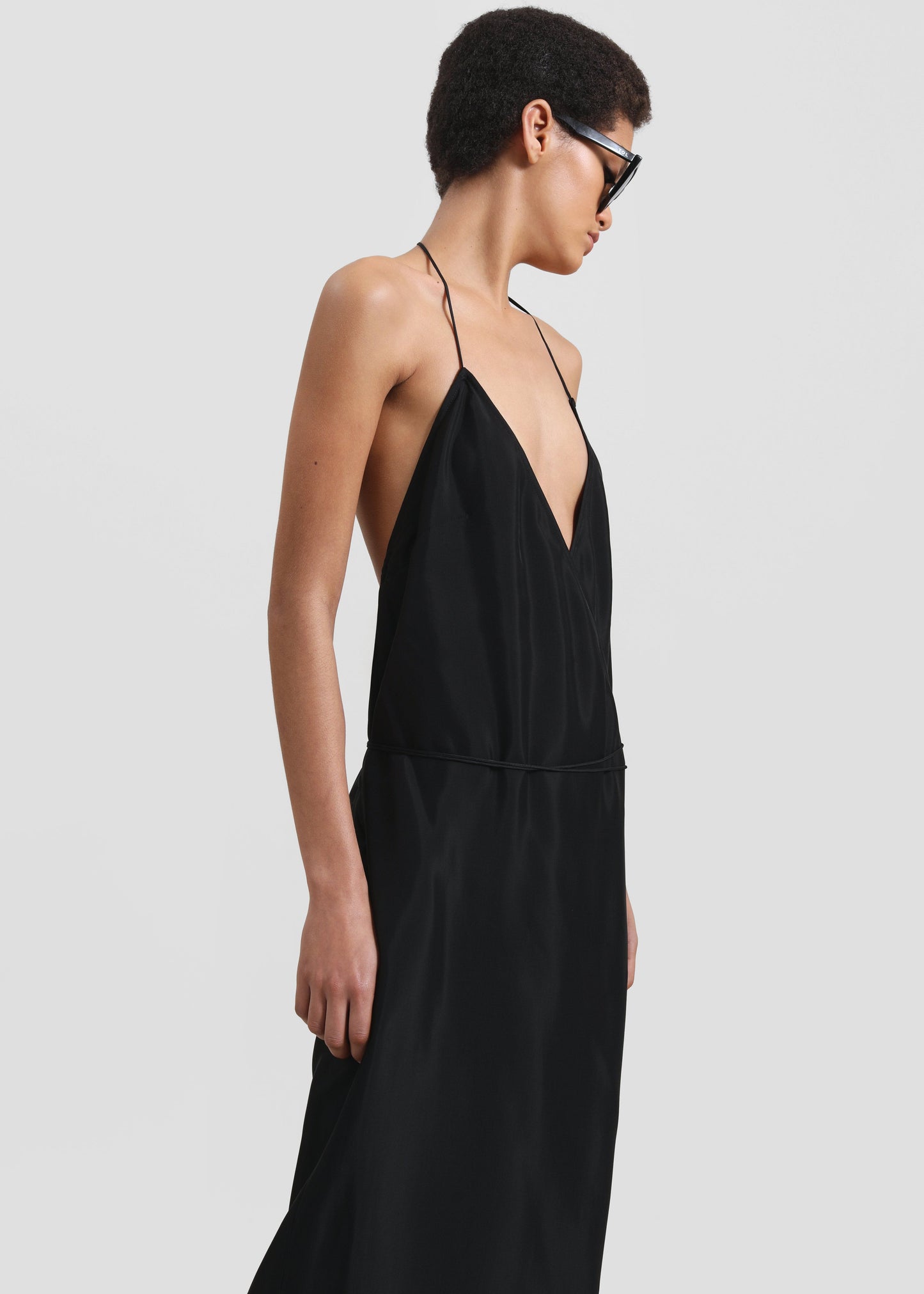 Matin Draped Wrap Dress - Black