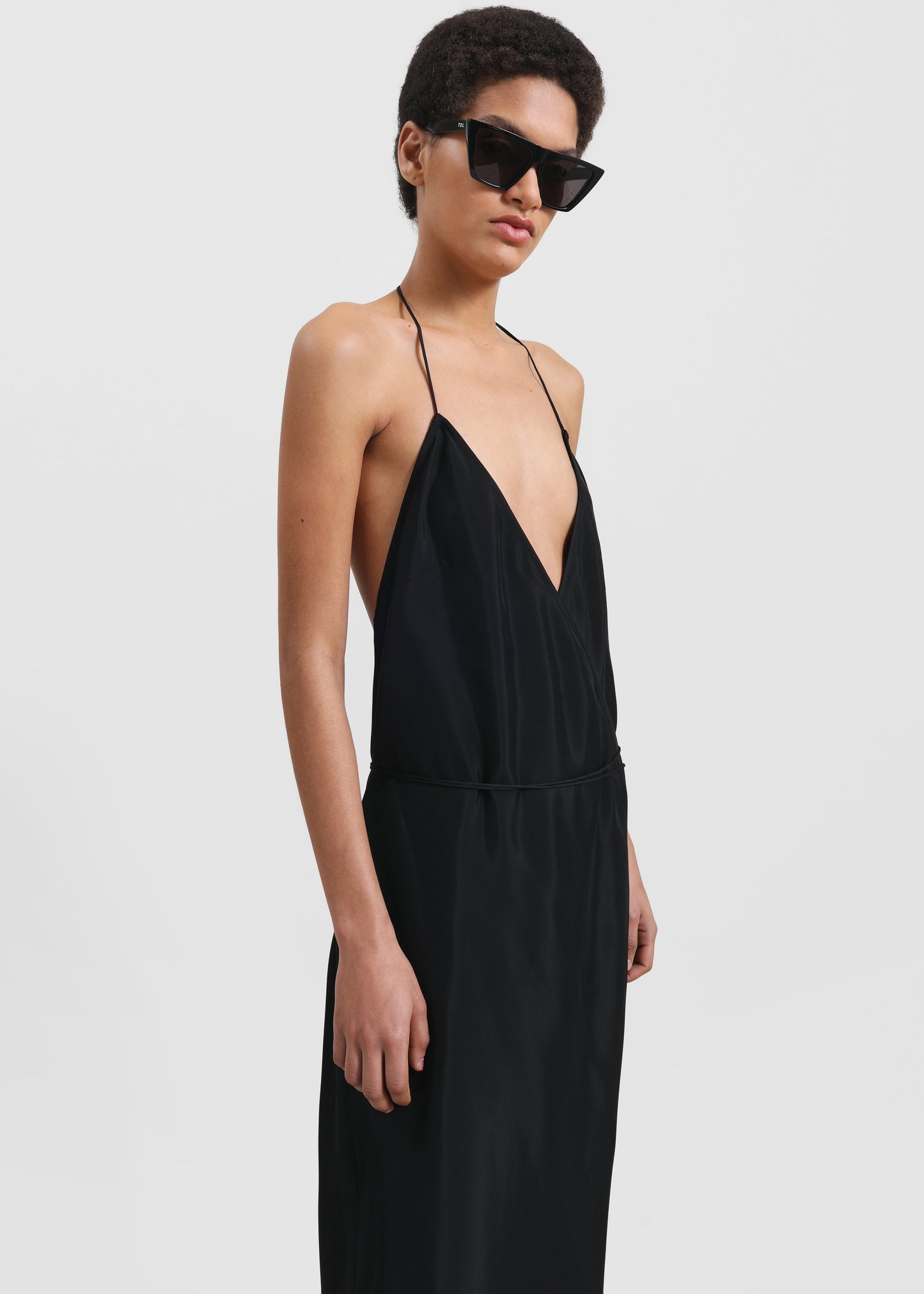 Matin Draped Wrap Dress - Black