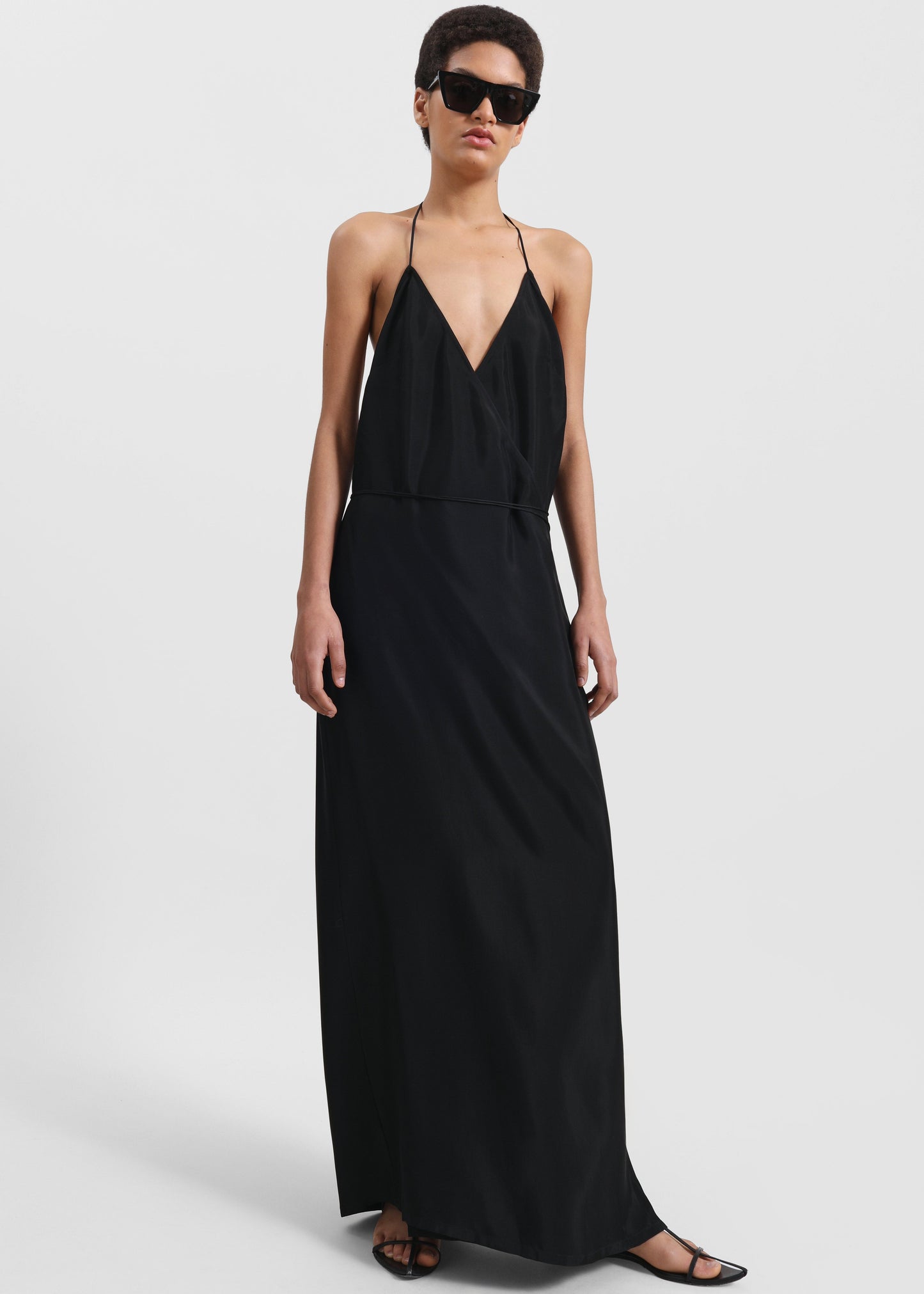 Matin Draped Wrap Dress - Black