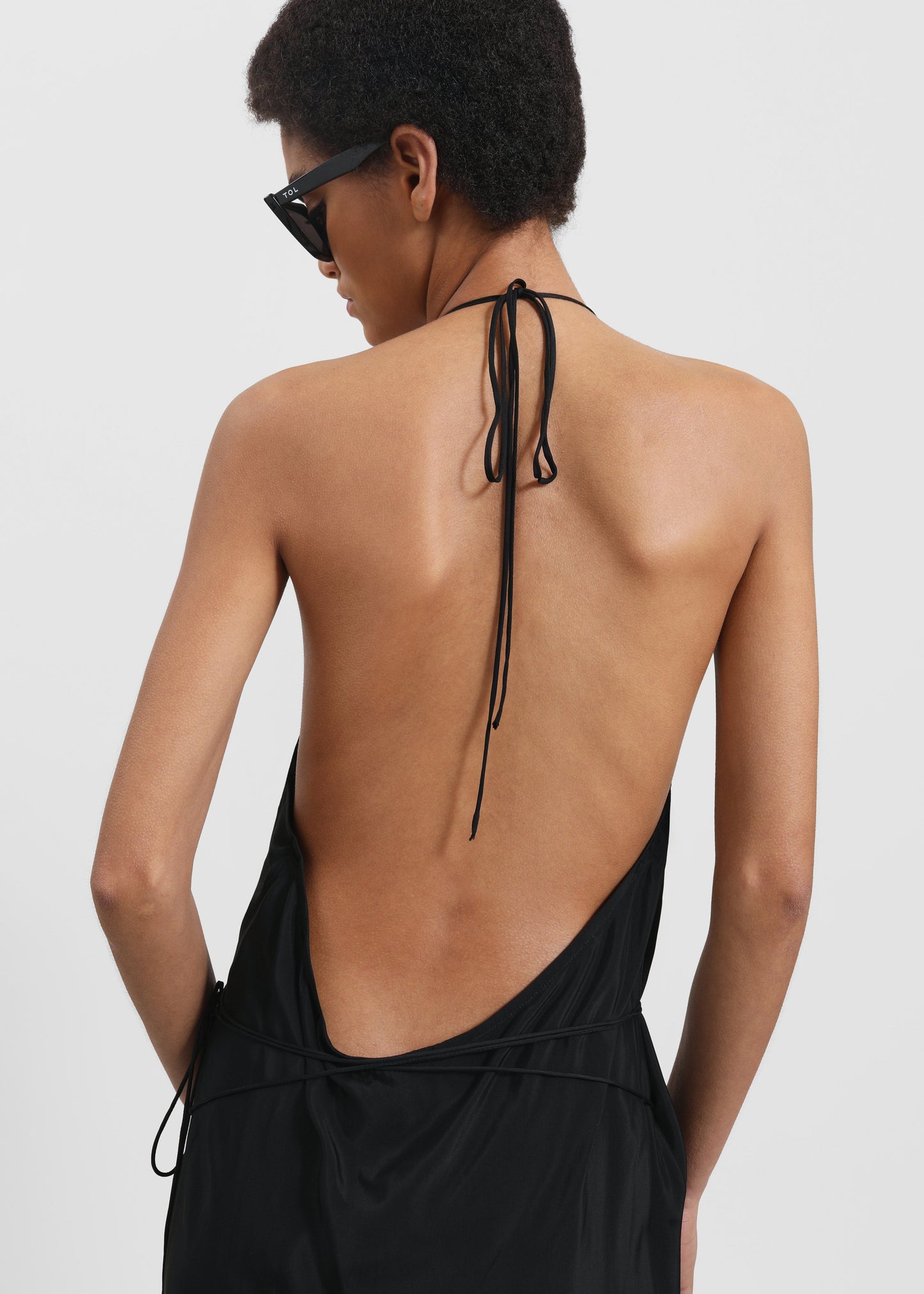 Matin Draped Wrap Dress - Black