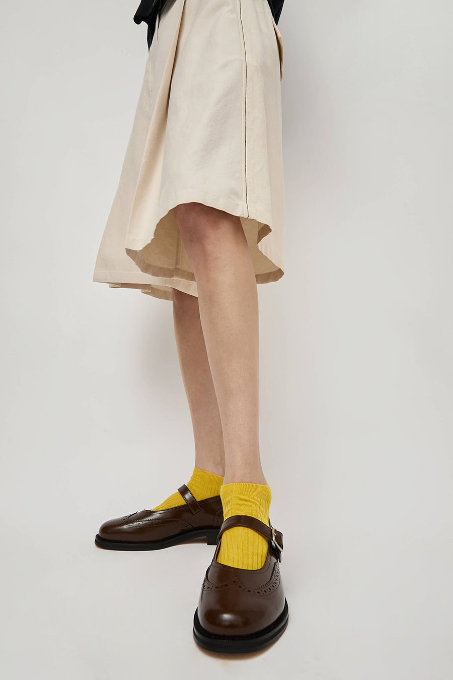 Maria La Rosa Ribbed Short Bio Cotton Socks in Limone