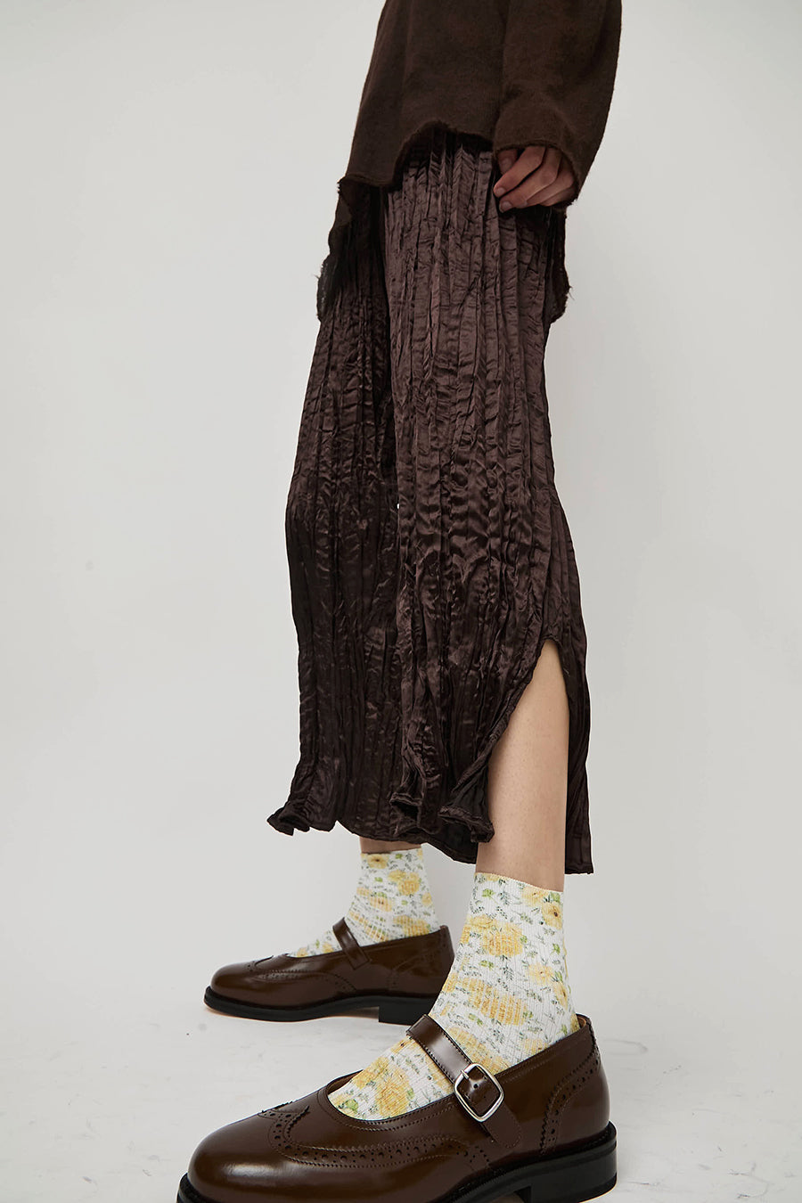 Maria La Rosa Spring Silk Ankle Socks in Yellow Flowers