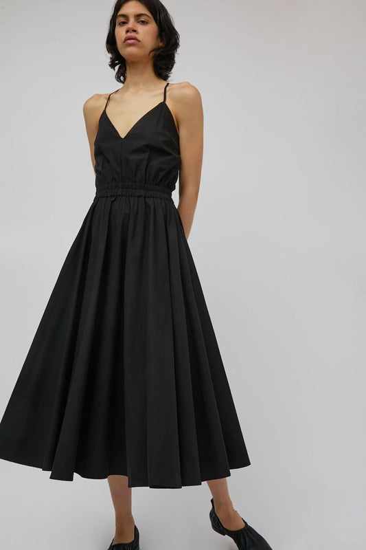 Modern Weaving Crossback Tie Dress in Black