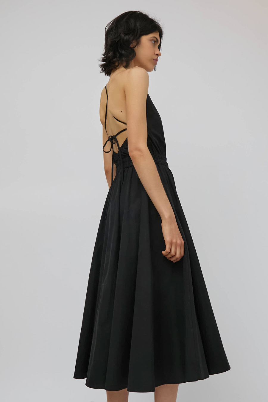 Modern Weaving Crossback Tie Dress in Black