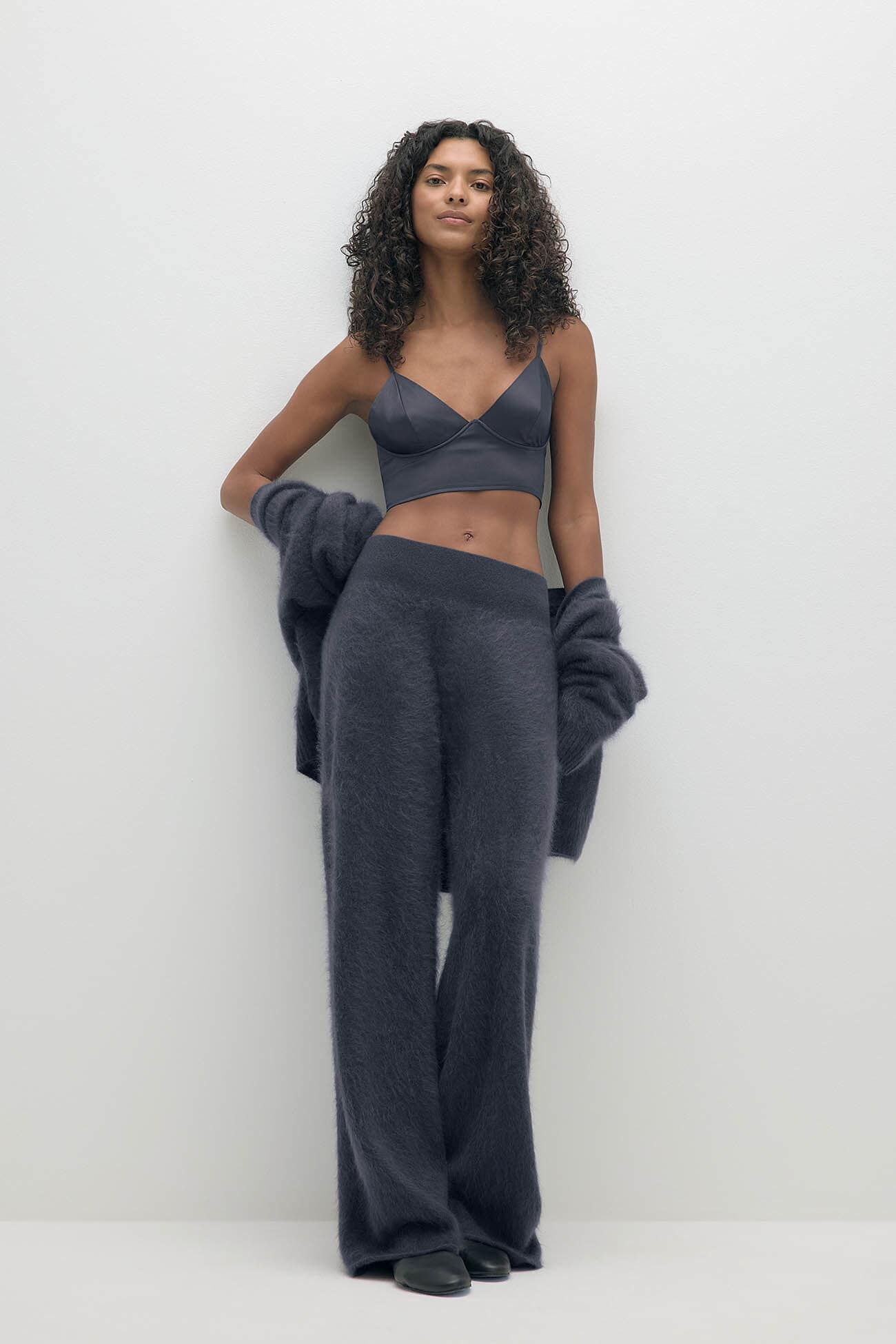 PHILIPA BRUSHED CASHMERE WIDE-LEG PANT