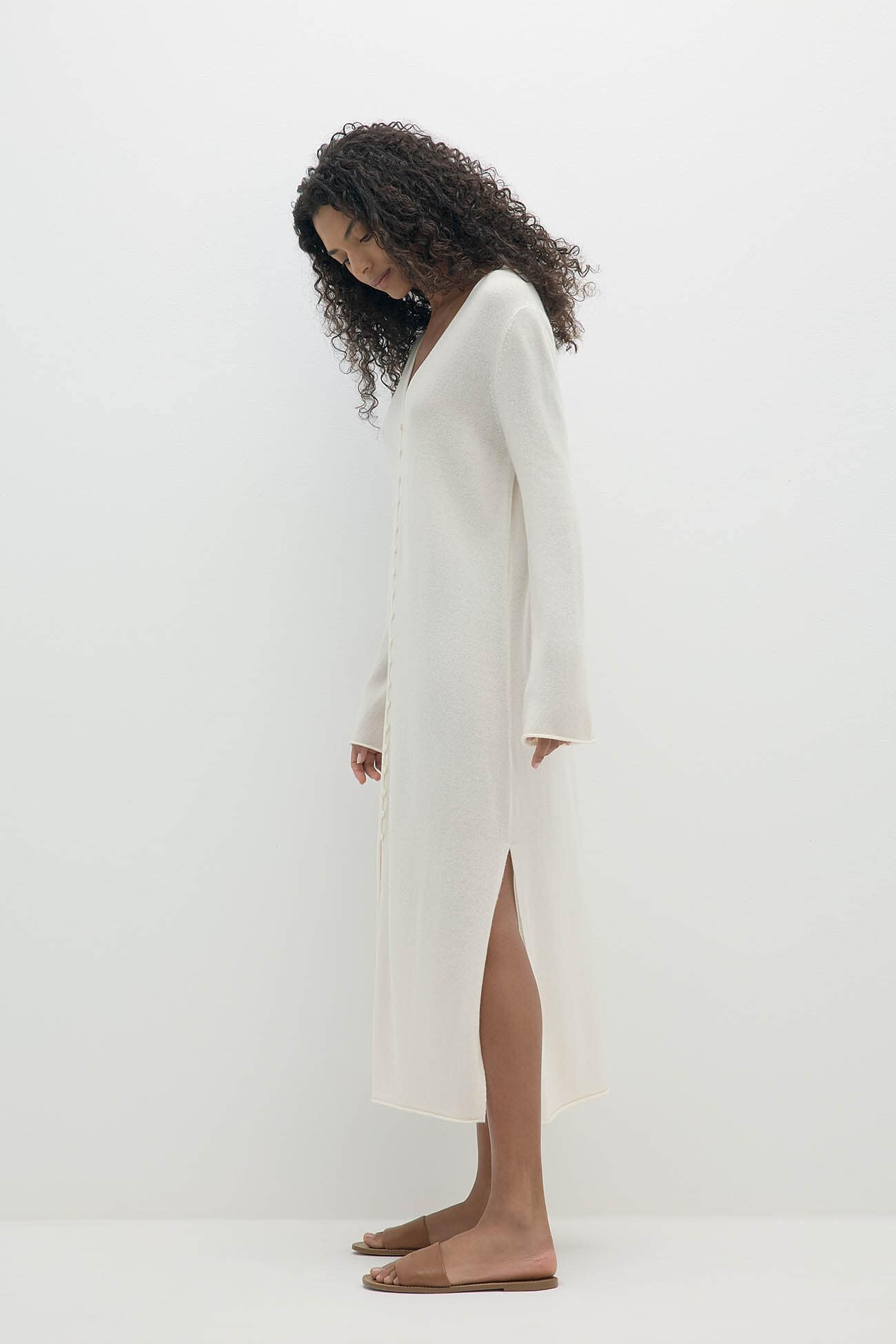 ELOISE BUTTON-FRONT CASHMERE KAFTAN