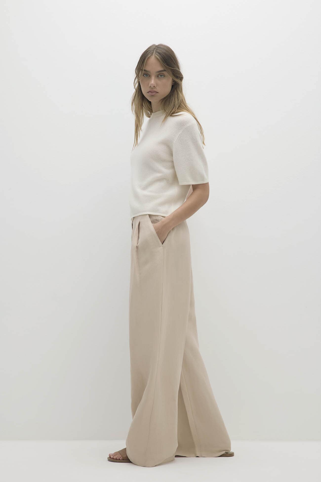 LEYNA SILK LINEN WIDE LEG PANT