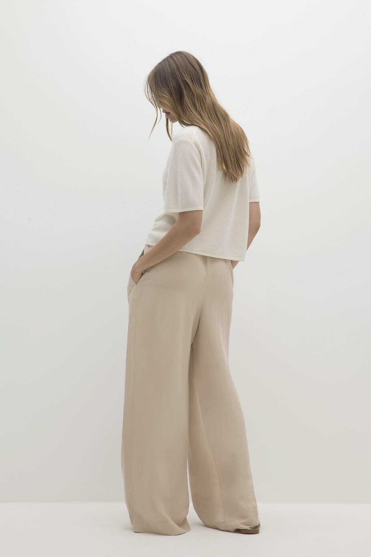 LEYNA SILK LINEN WIDE LEG PANT