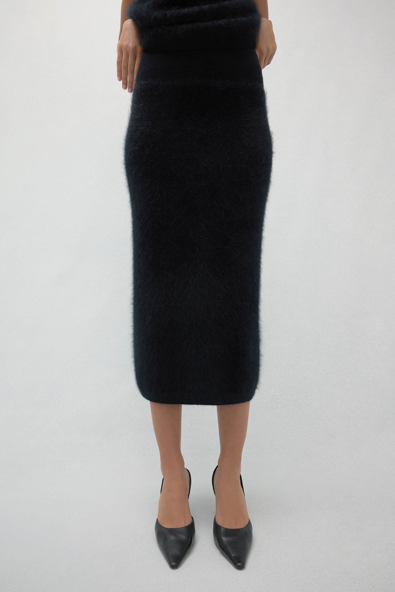 FRANCESCA BRUSHED CASHMERE MIDI SKIRT