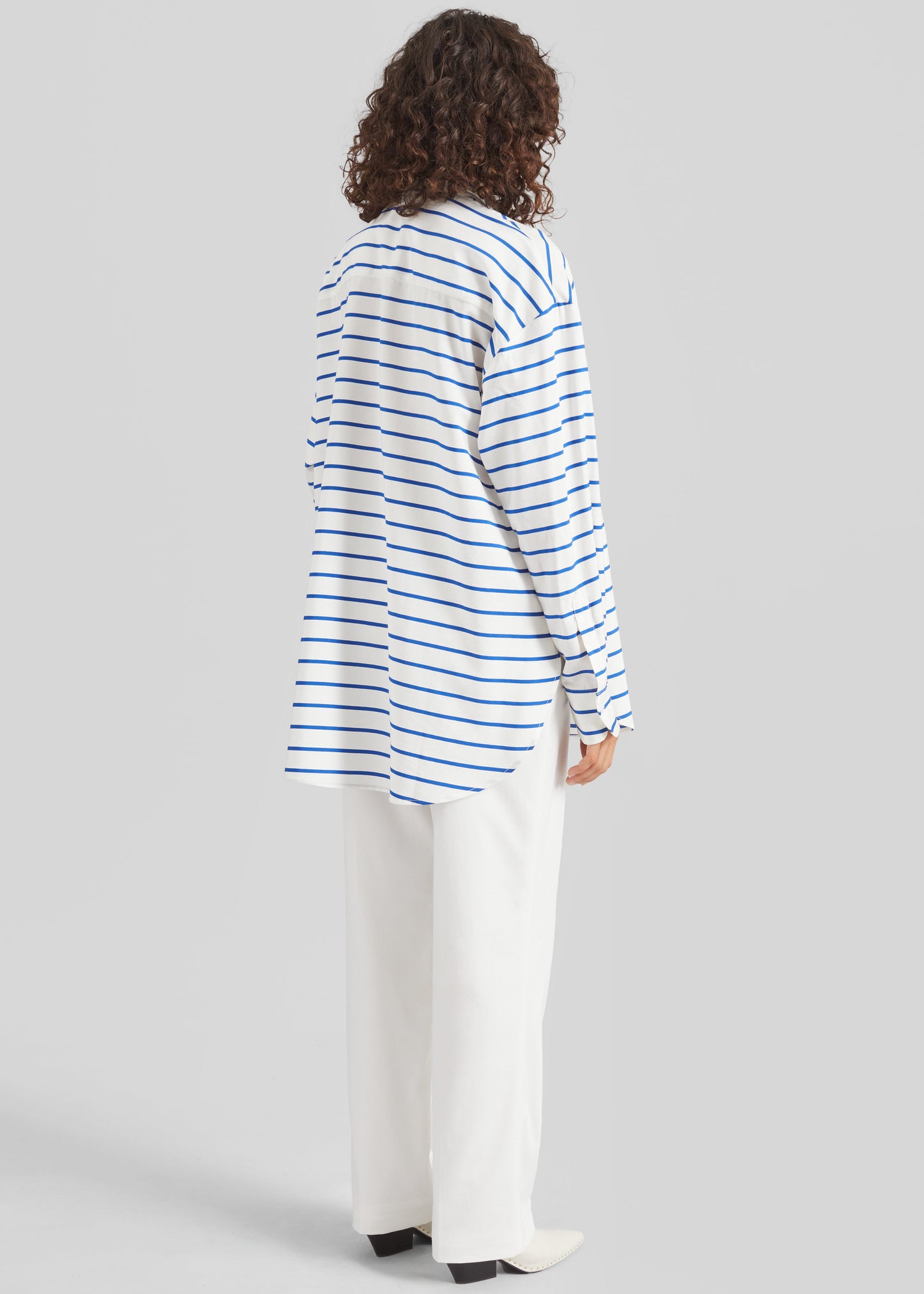 Picos Shirt Dress - White/Blue Stripe