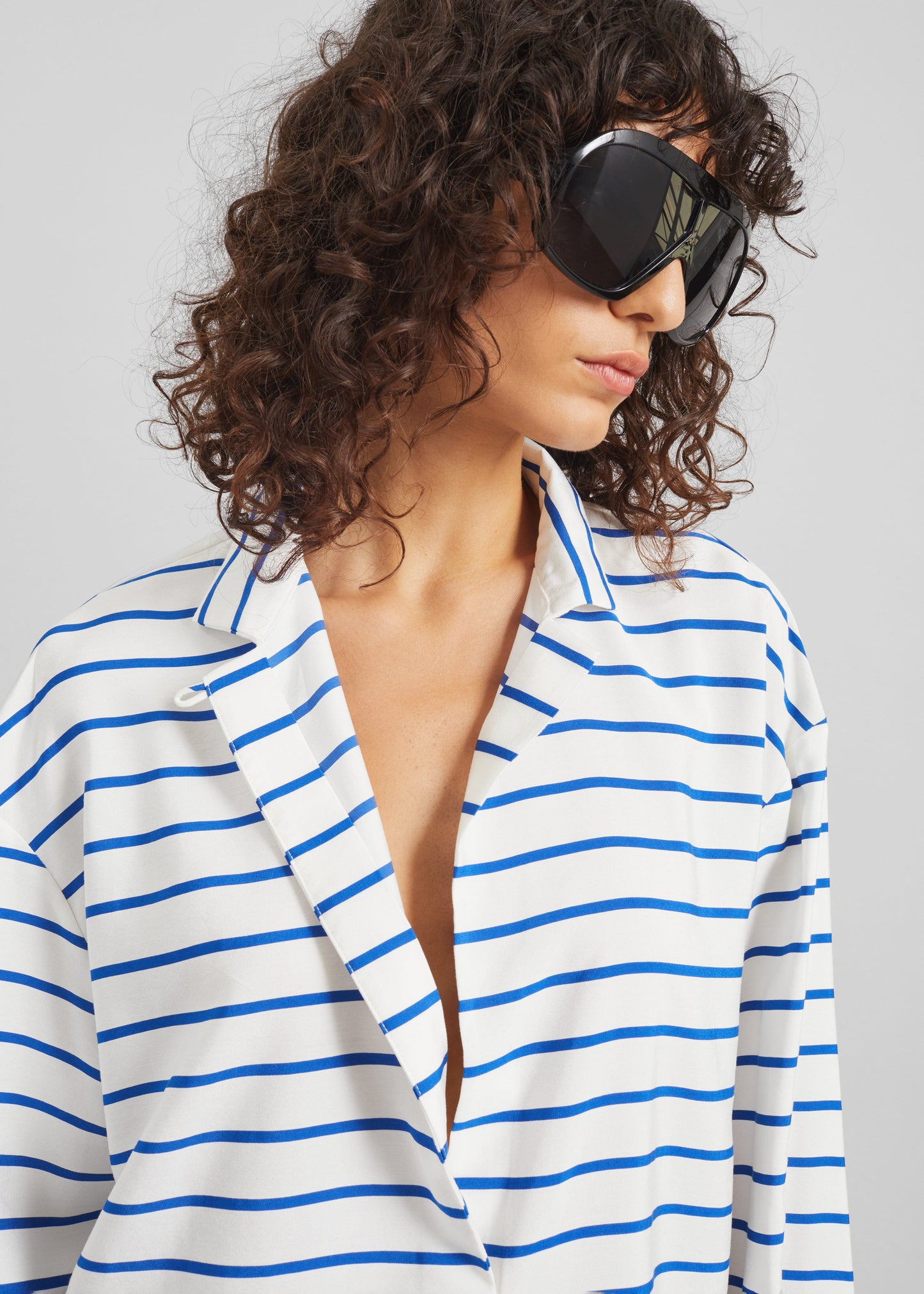 Picos Shirt Dress - White/Blue Stripe