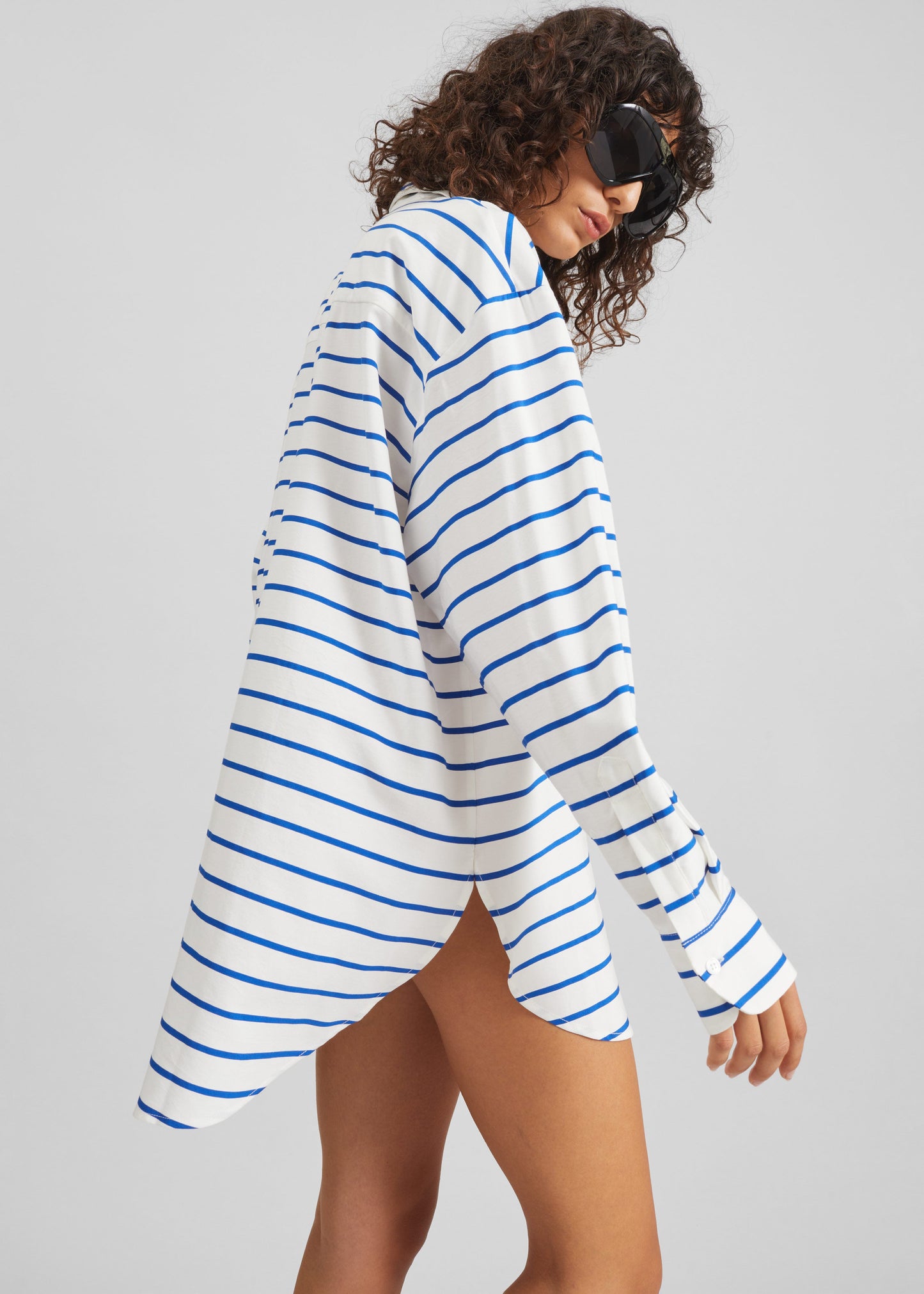 Picos Shirt Dress - White/Blue Stripe