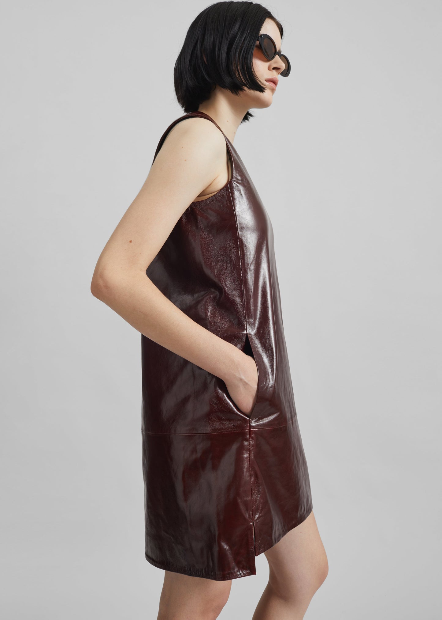 Remain Mini Leather Dress - Zinfandel