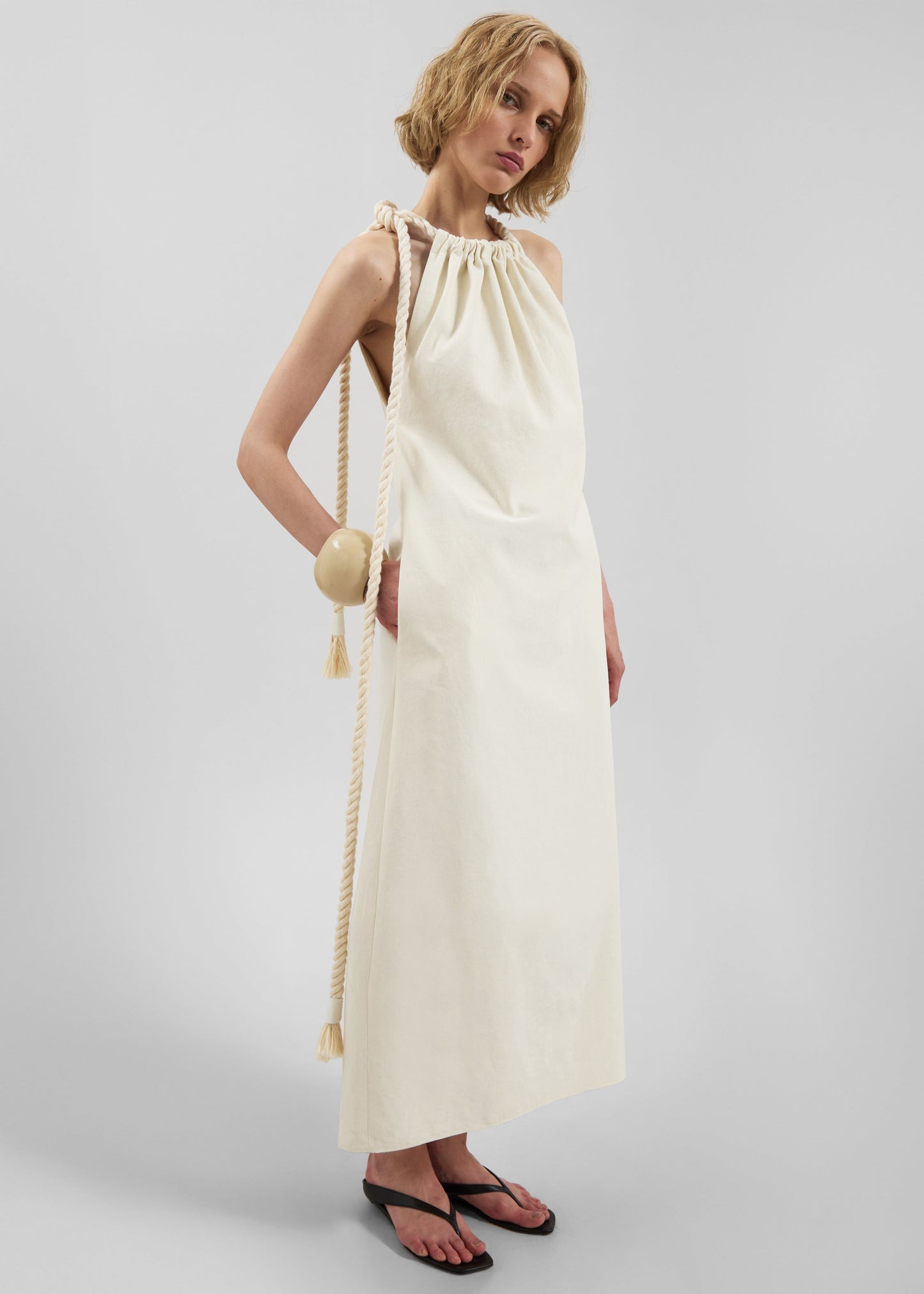 Sarnico Rope-Tie Halter Dress - Cream