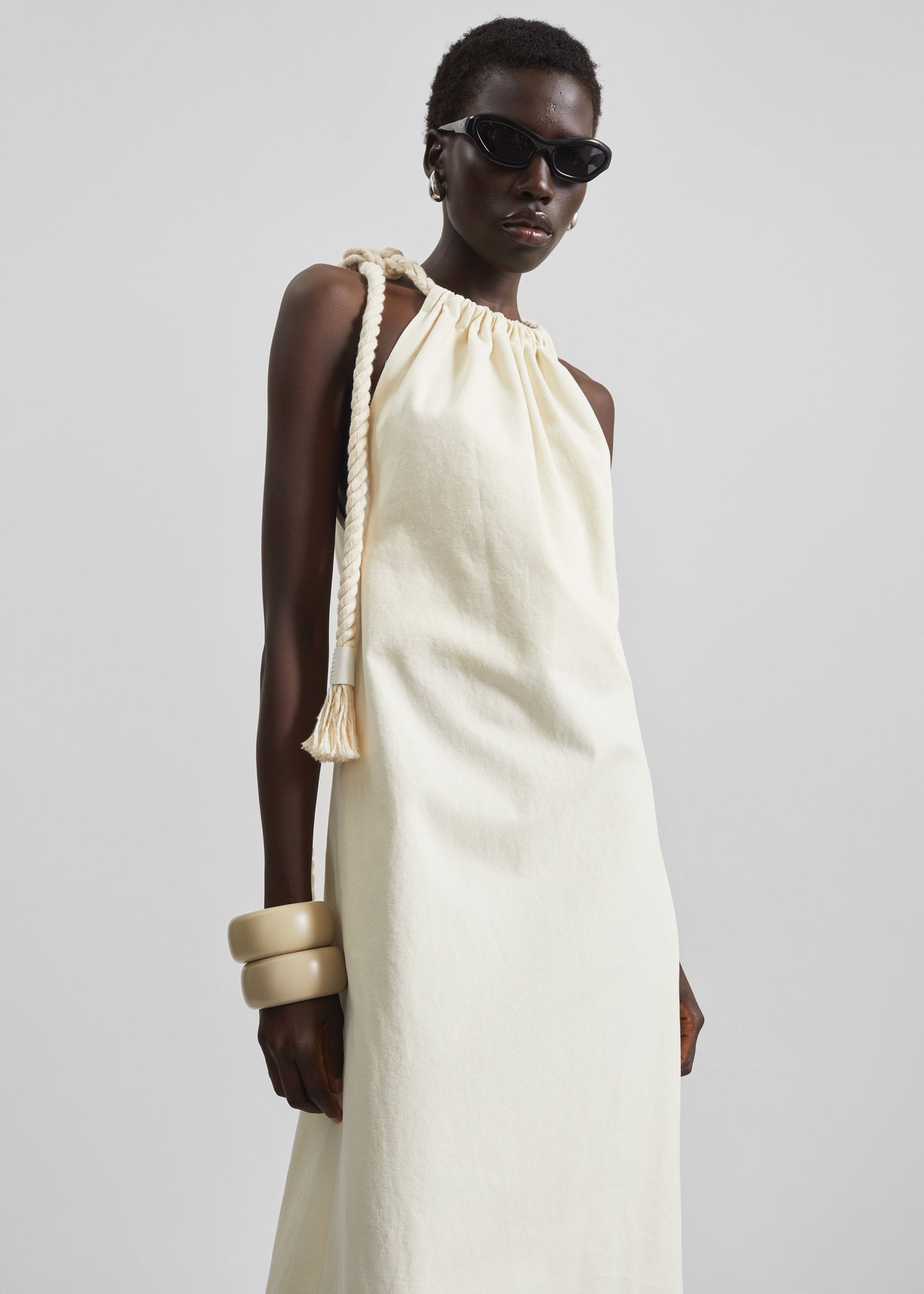 Sarnico Rope-Tie Halter Dress - Cream