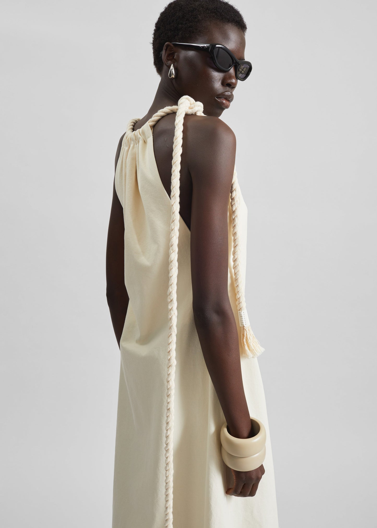 Sarnico Rope-Tie Halter Dress - Cream