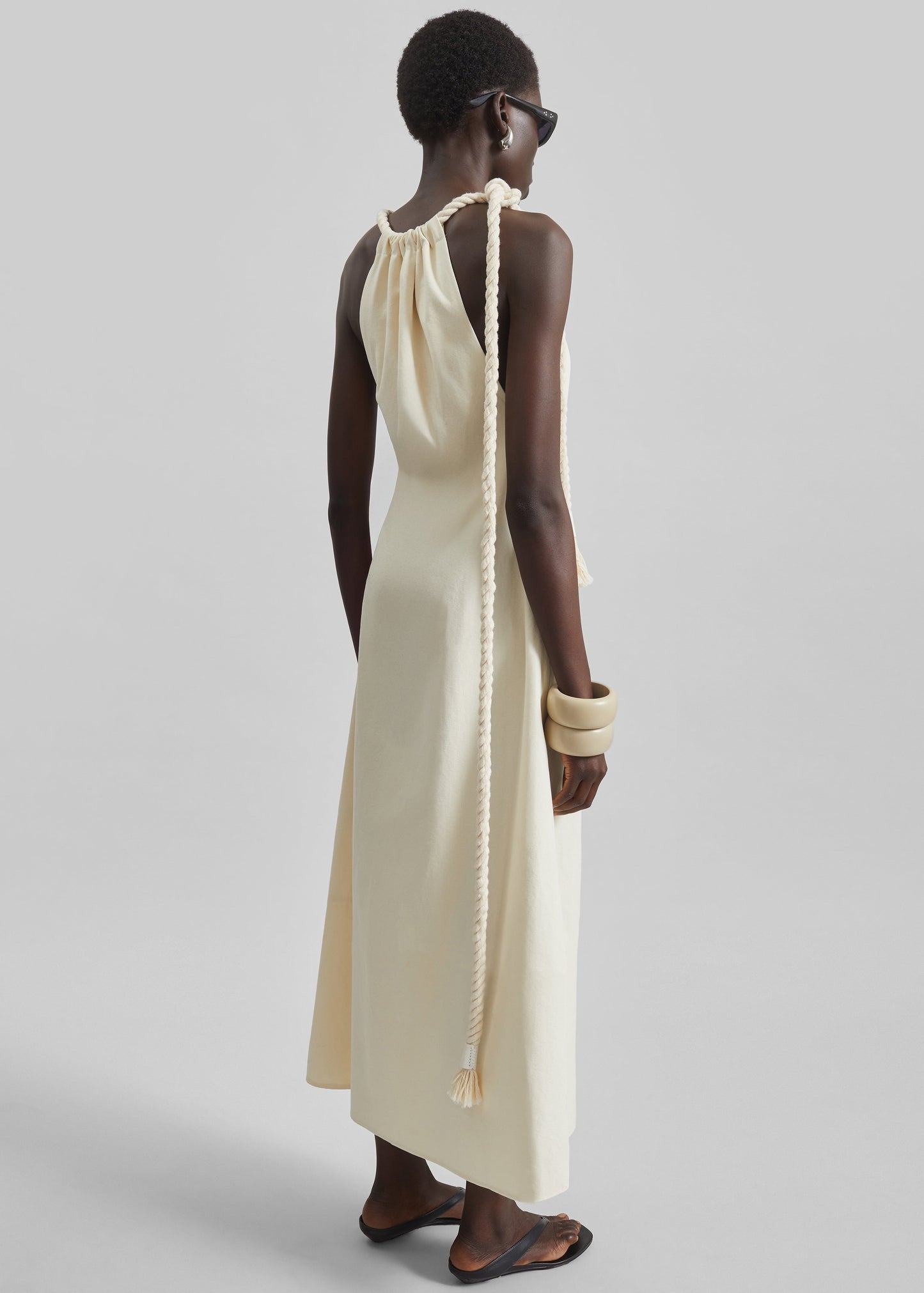 Sarnico Rope-Tie Halter Dress - Cream
