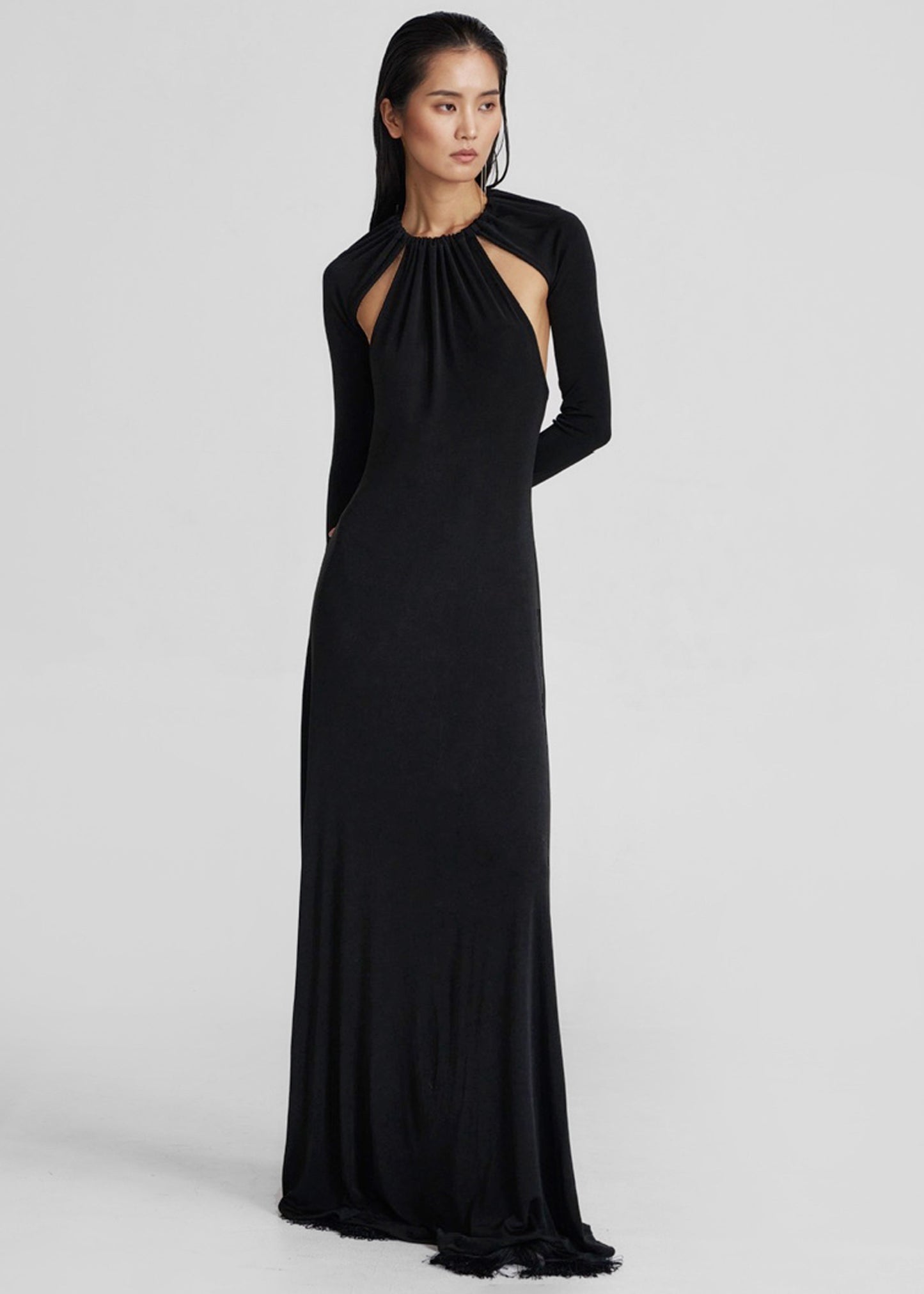 Seskin Evening Maxi Dress - Black