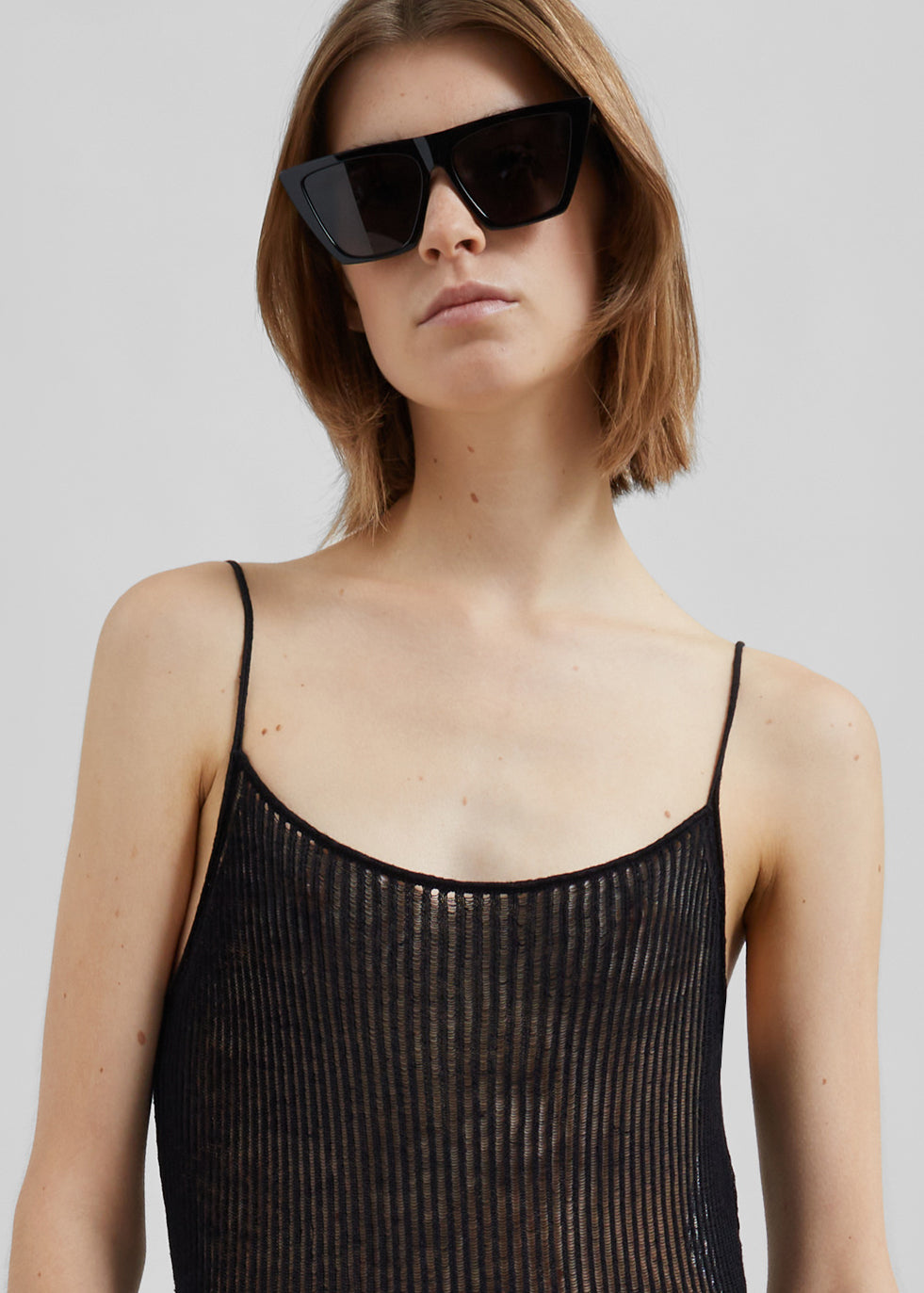 Sienna Semi Sheer Ribbed Dress - Black