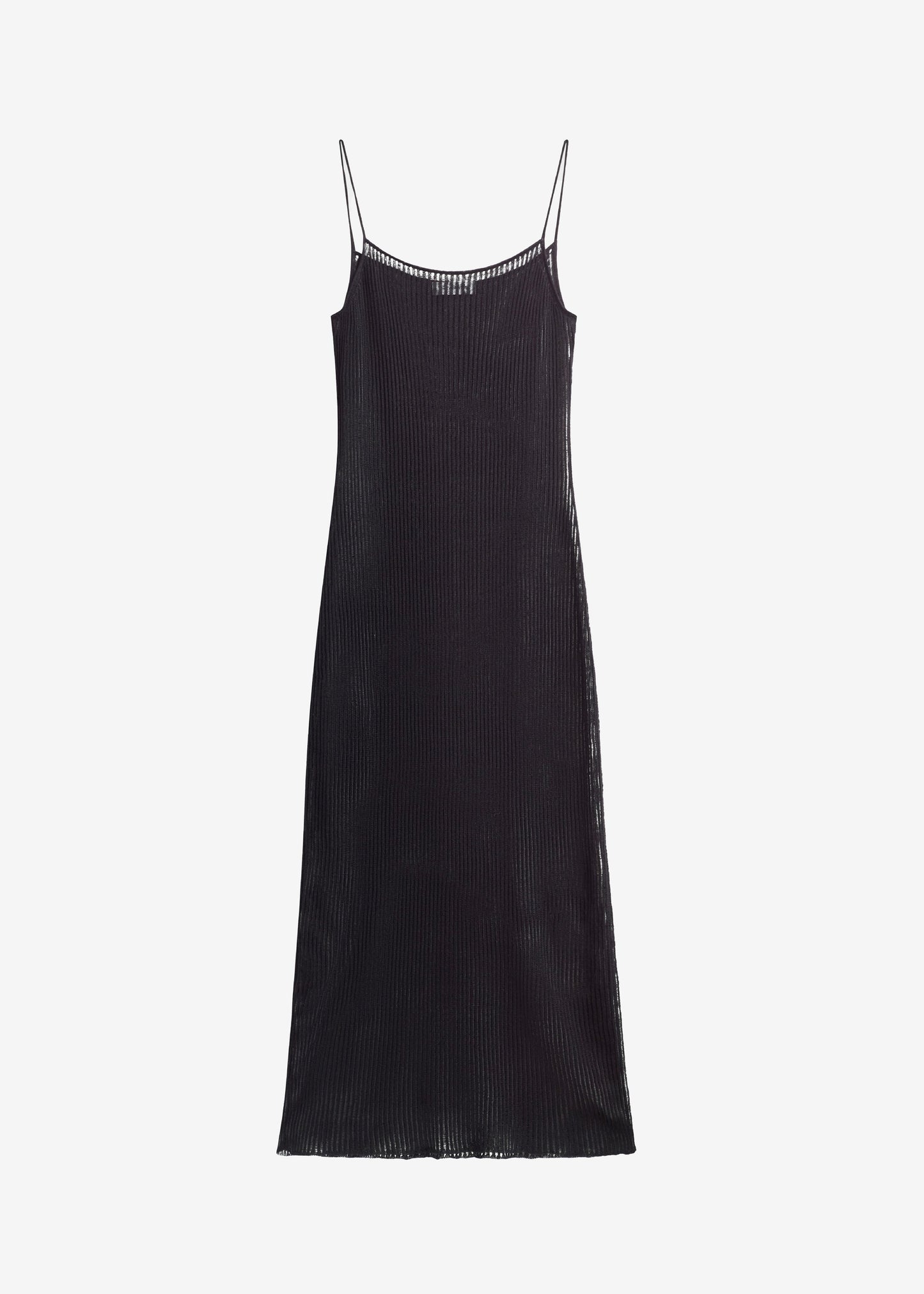 Sienna Semi Sheer Ribbed Dress - Black