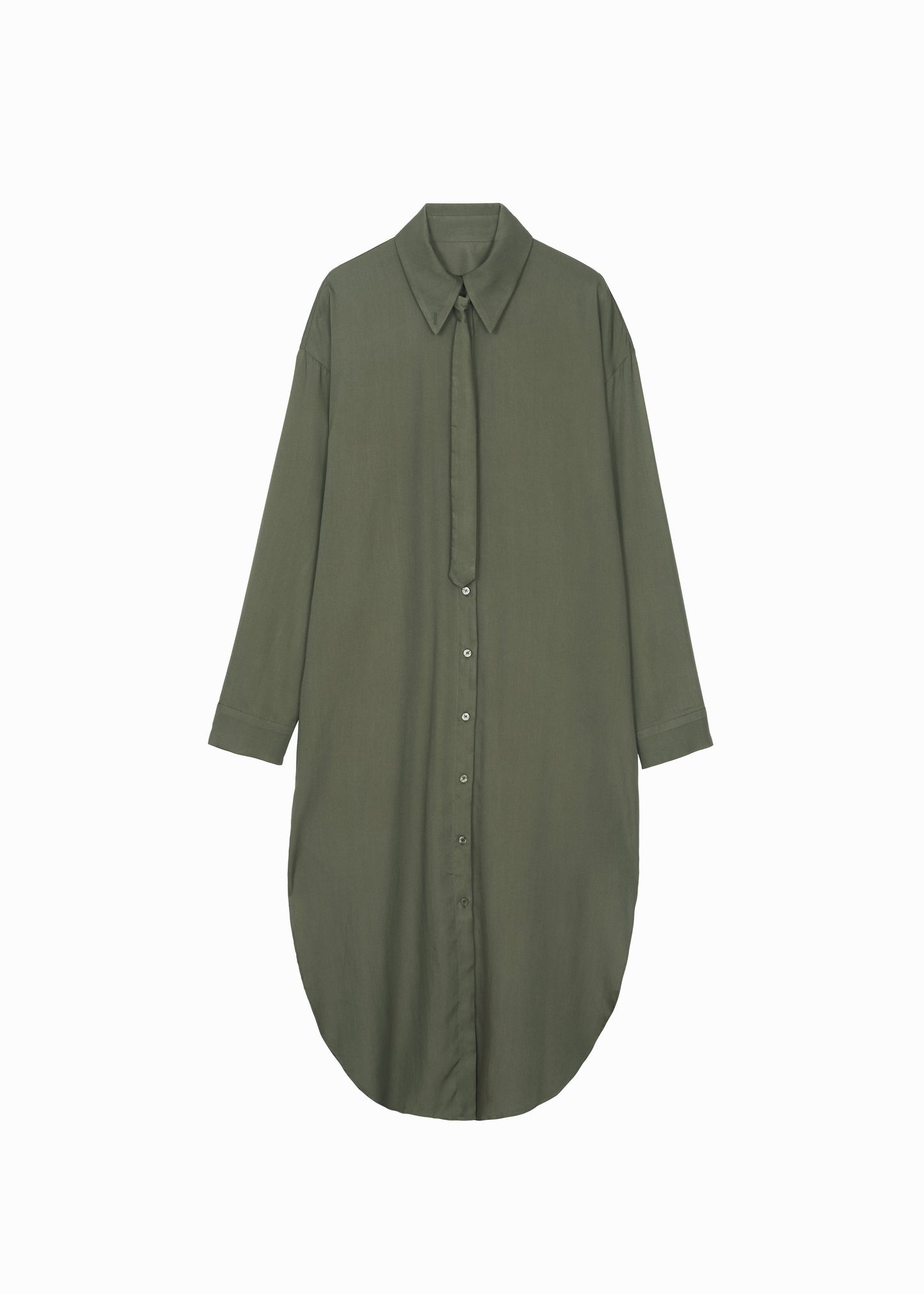 Silvan Neck Tie Shirt Dress - Olive