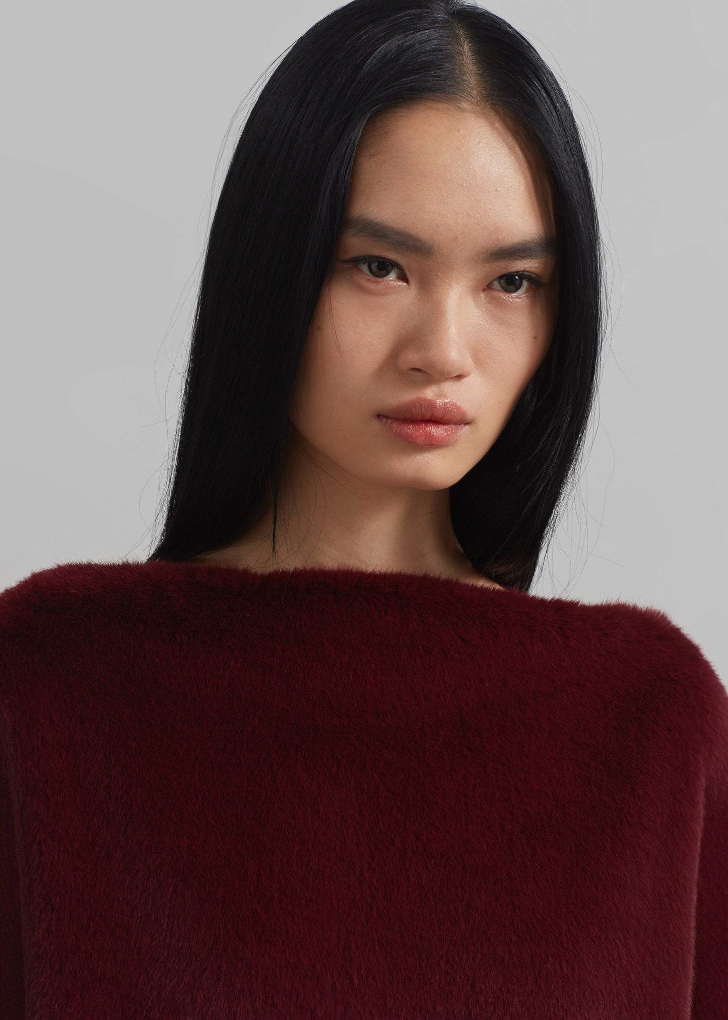 Stauben Faux Fur Mini Dress - Burgundy