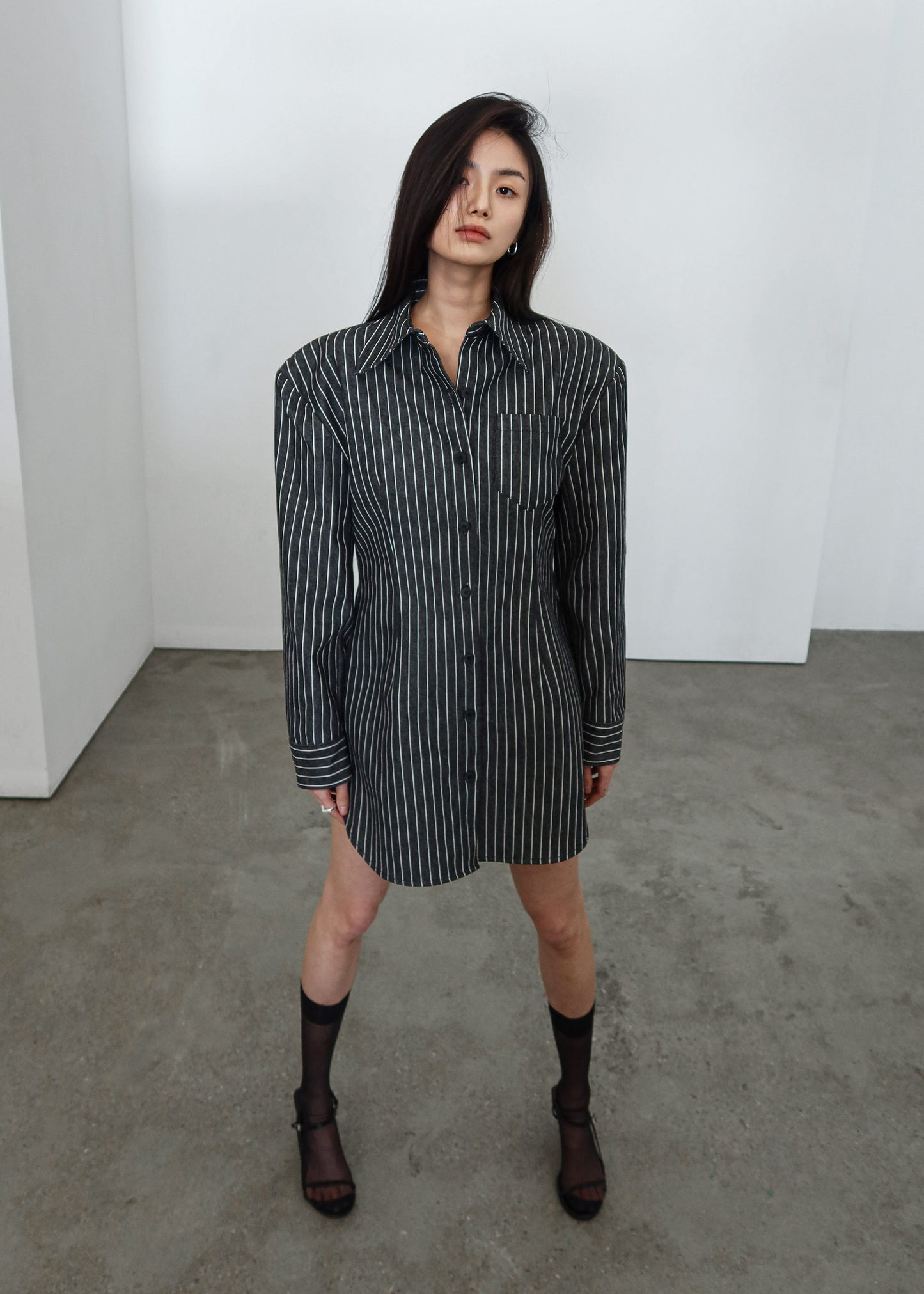 Sterford Pocket Shirt - Black/White Stripe