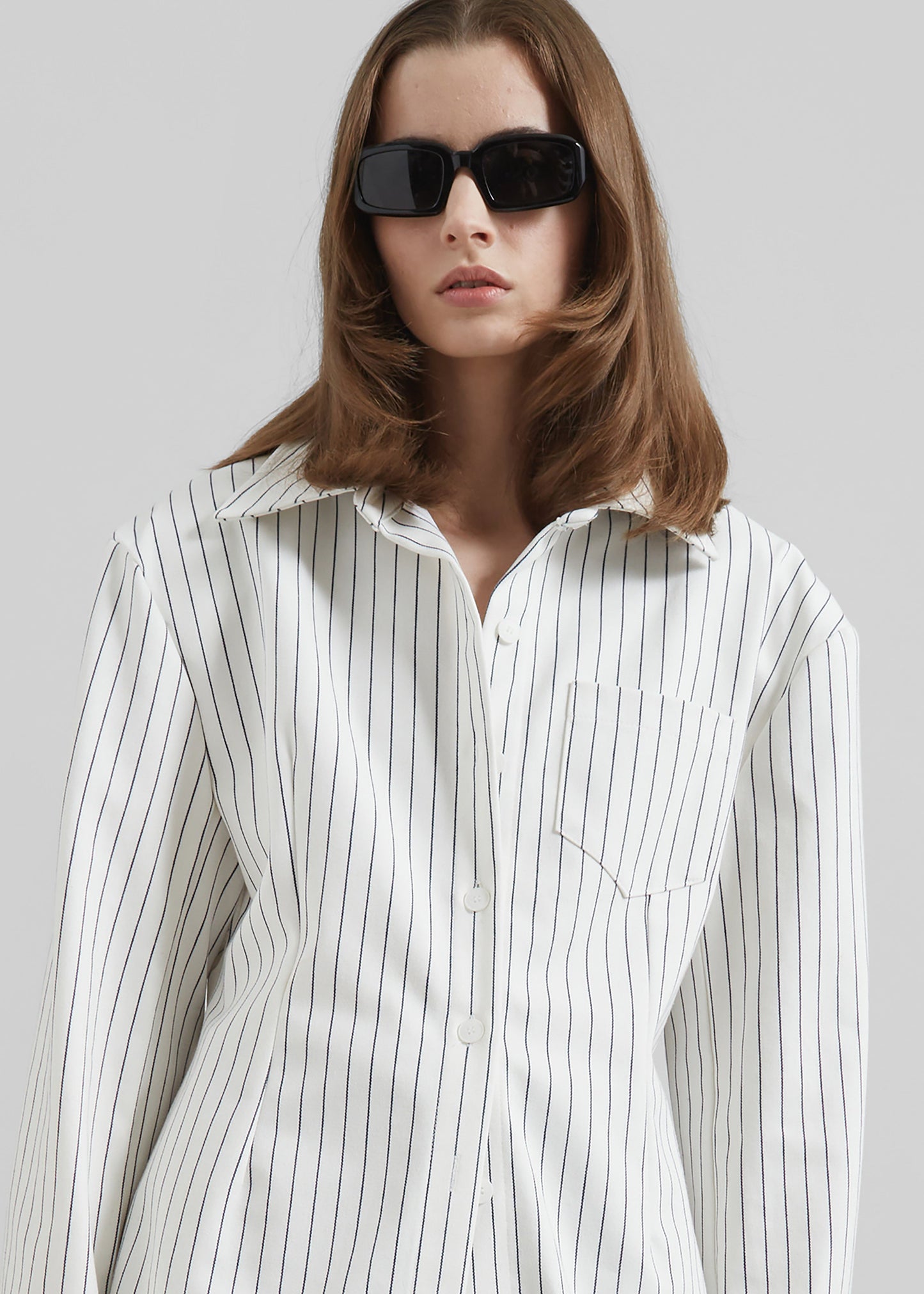 Sterford Pocket Shirt - White/Black Stripe