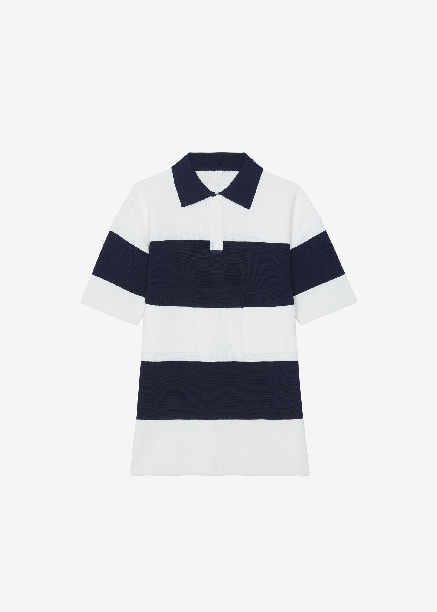 Teralba Oversized Knit Polo - White/Navy Stripe