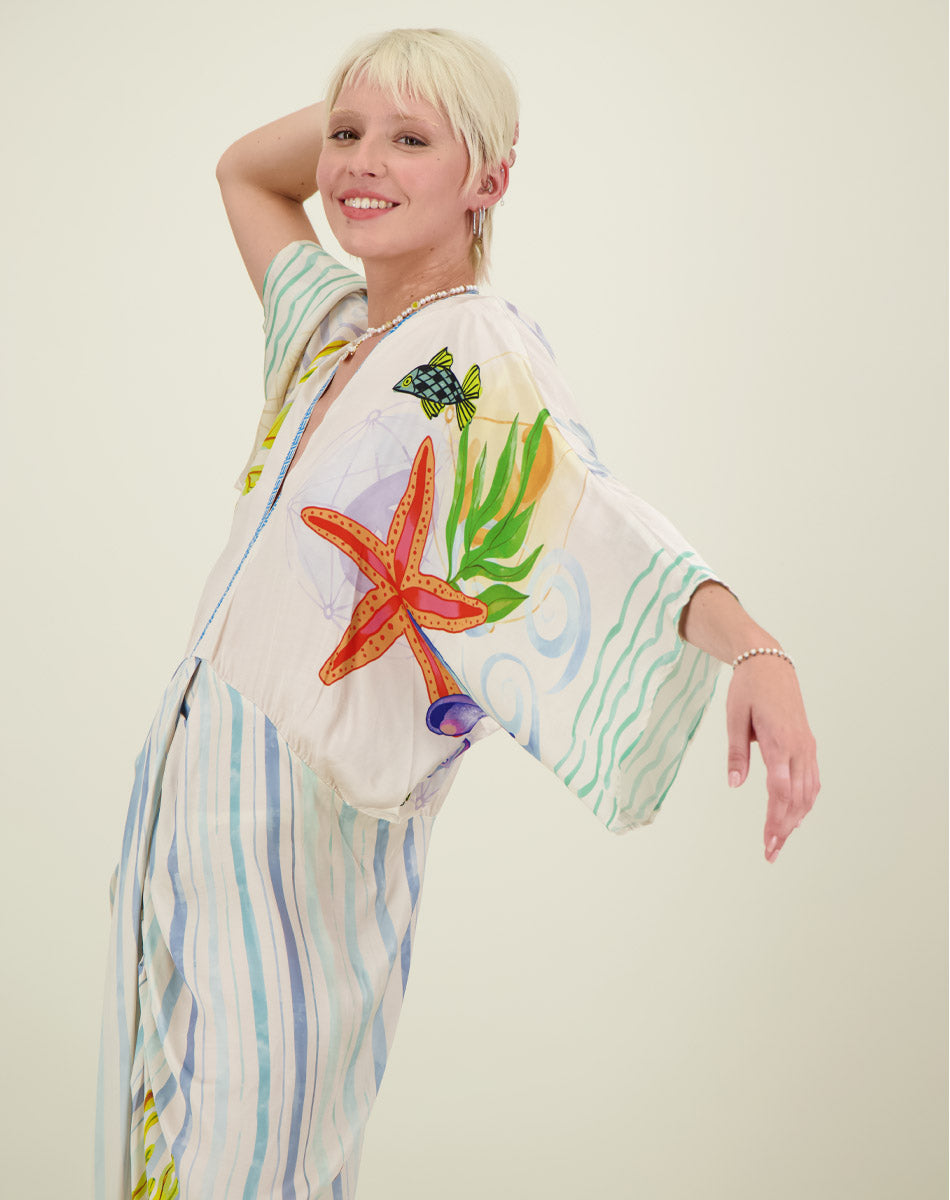 Me369 Sophia Magic Ocean Kimono Dress