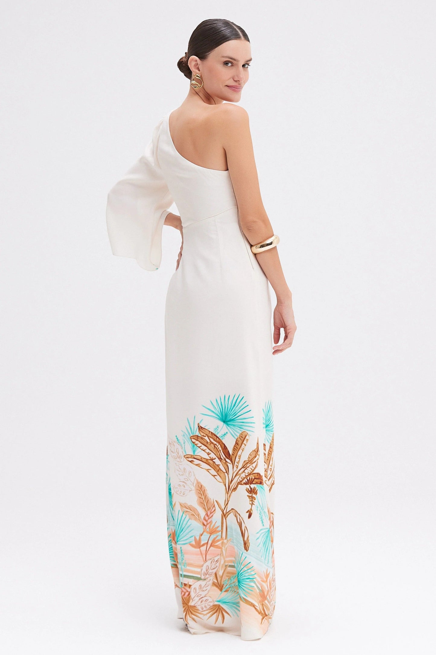 PatBo Bananeira Tropical One Shoulder Maxi Dress