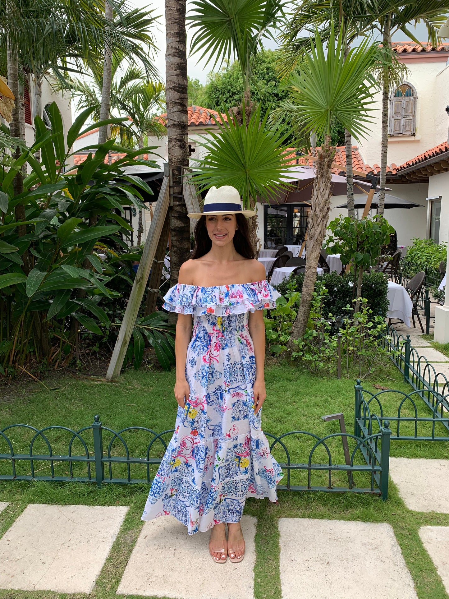 Positano Volant Linen Long Dress