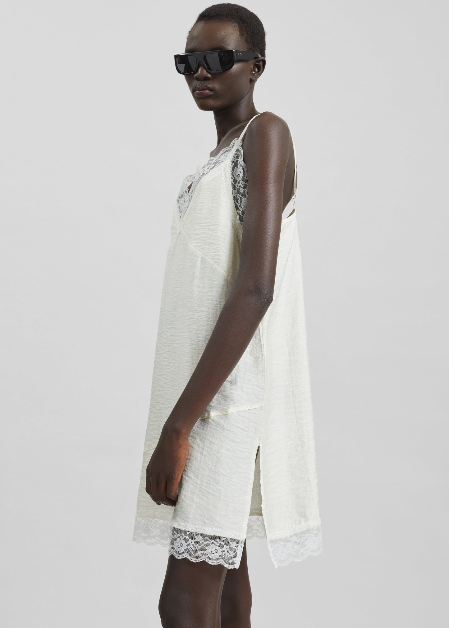 Elvina Lace Trim Slip Dress - Cream