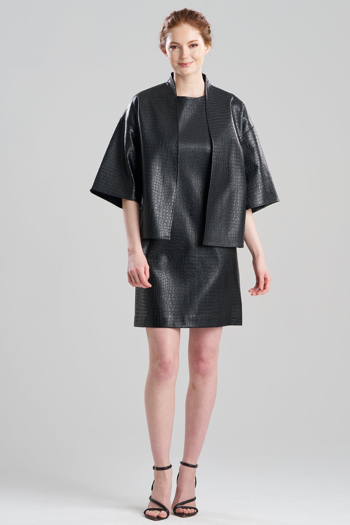 Faux Croc Leather Kimono Jacket