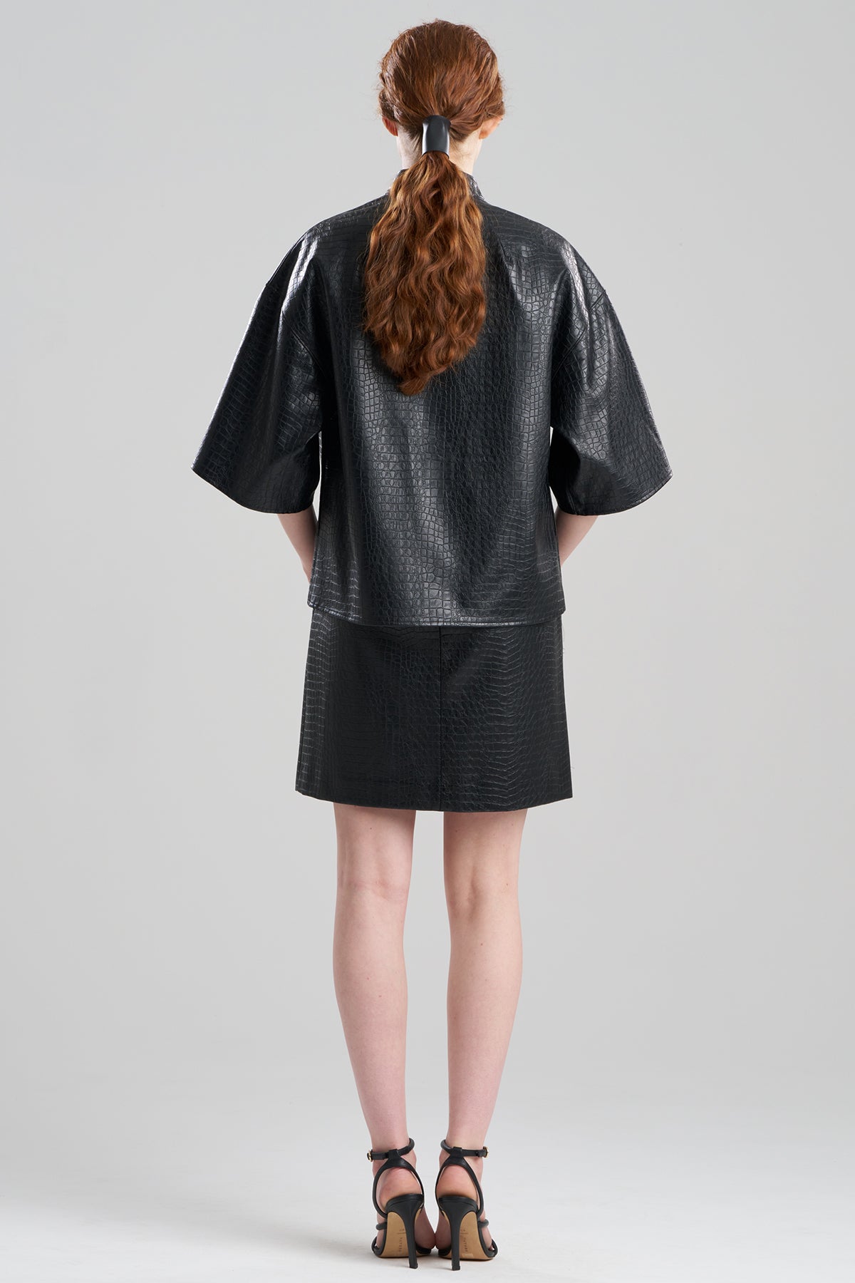 Faux Croc Leather Kimono Jacket