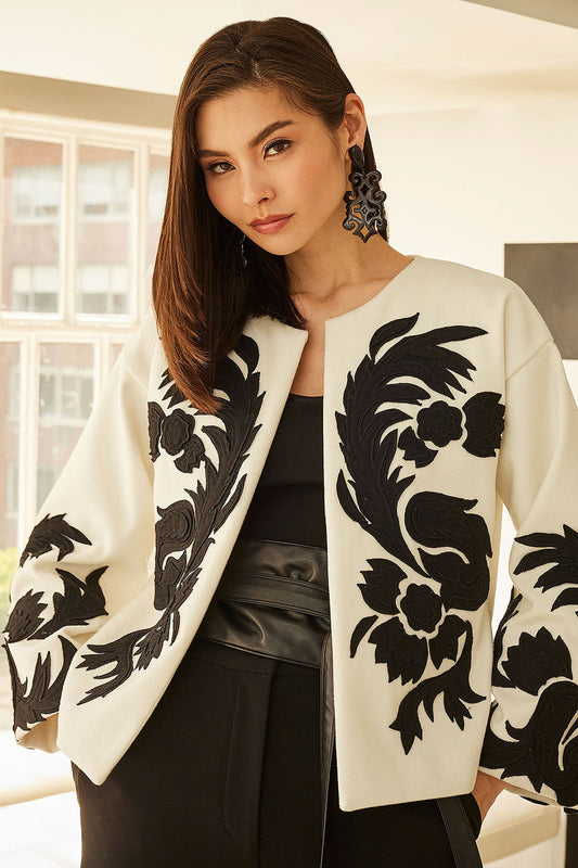 Felt Embroidered Crop Jacket