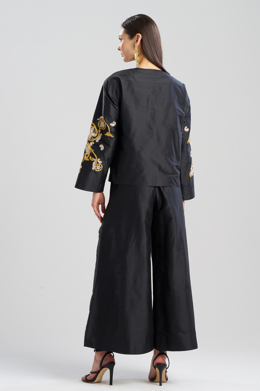Silk Dupioni Embroidered Crop Jacket