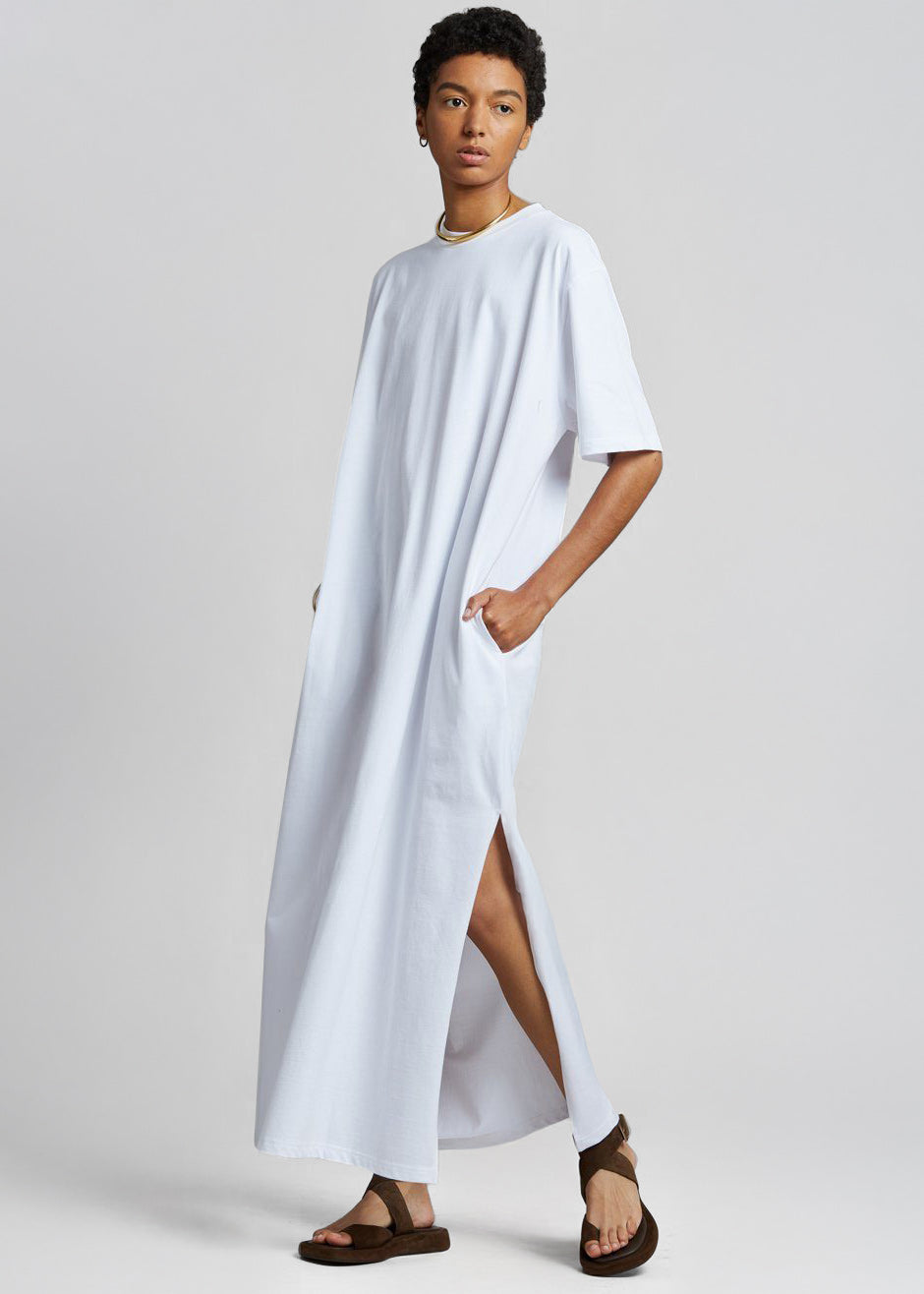 Lou Oversized Tee Dress - Optic White