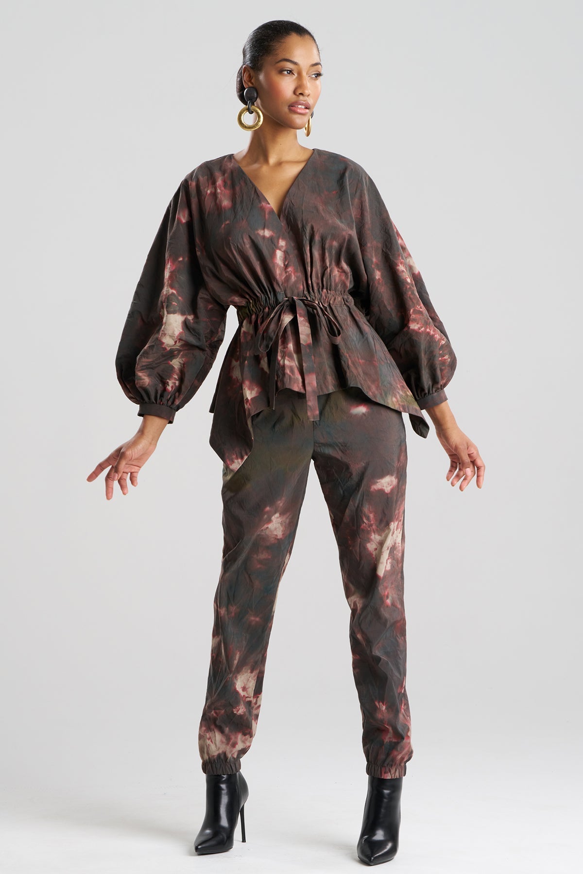 Niji Tie Dye Taffeta Voluminous Sleeve Jacket